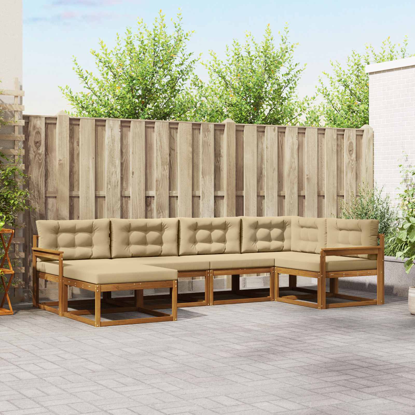 vidaXL Buiten bankenset 6 pcs Naturel Massief Acaciahout