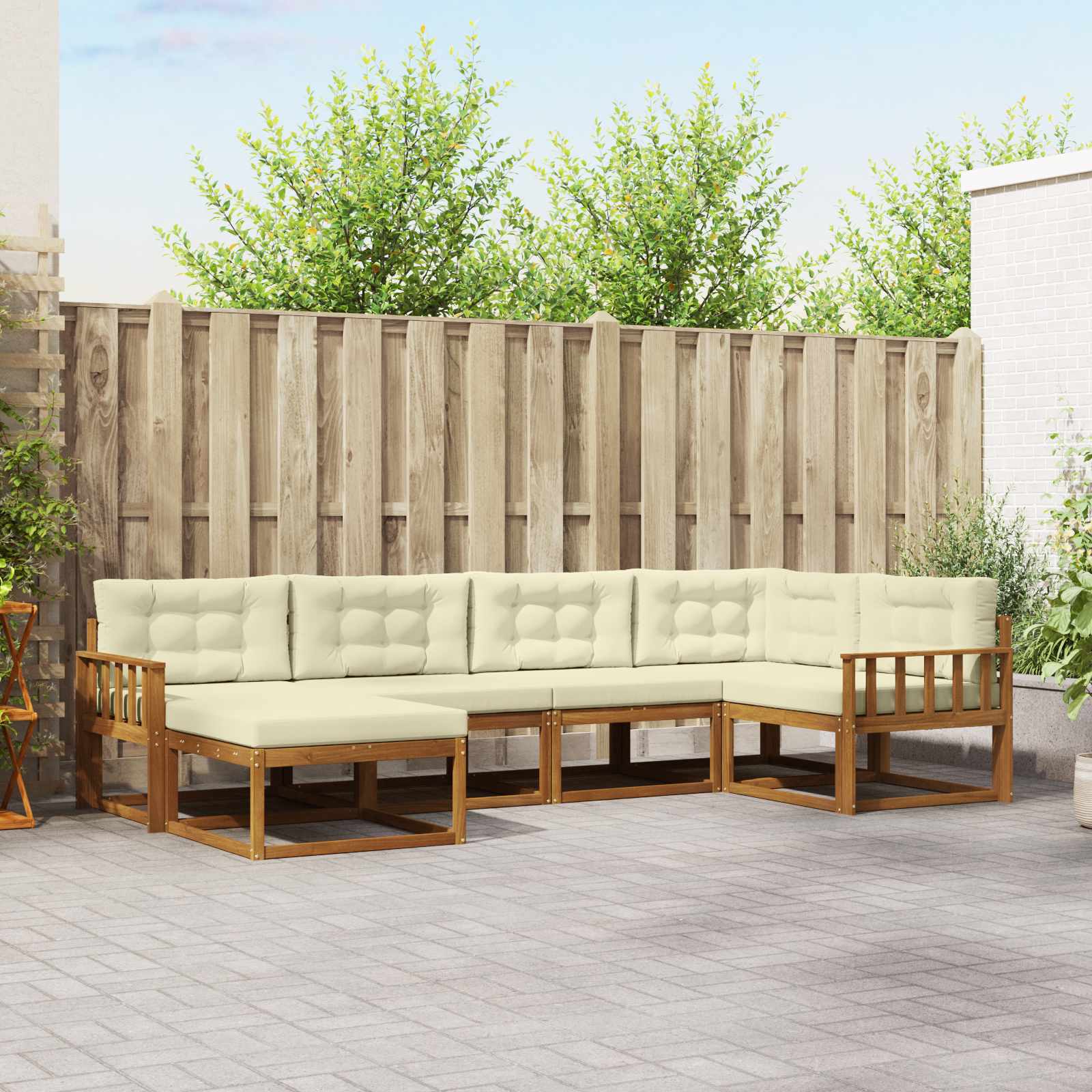 vidaXL Buiten bankenset 6 pcs Naturel Massief Acaciahout