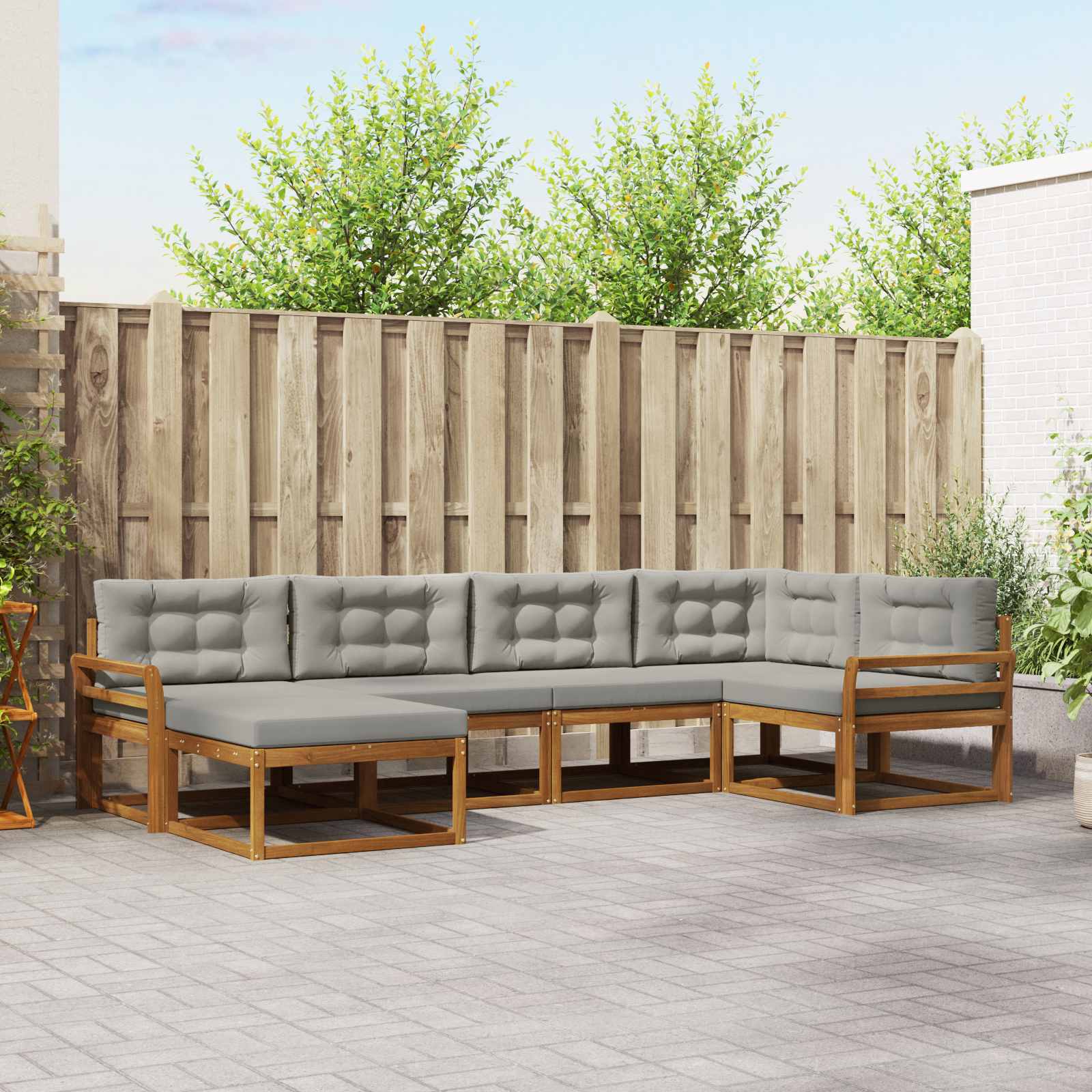 vidaXL Buiten bankenset 6 pcs Naturel Massief Acaciahout