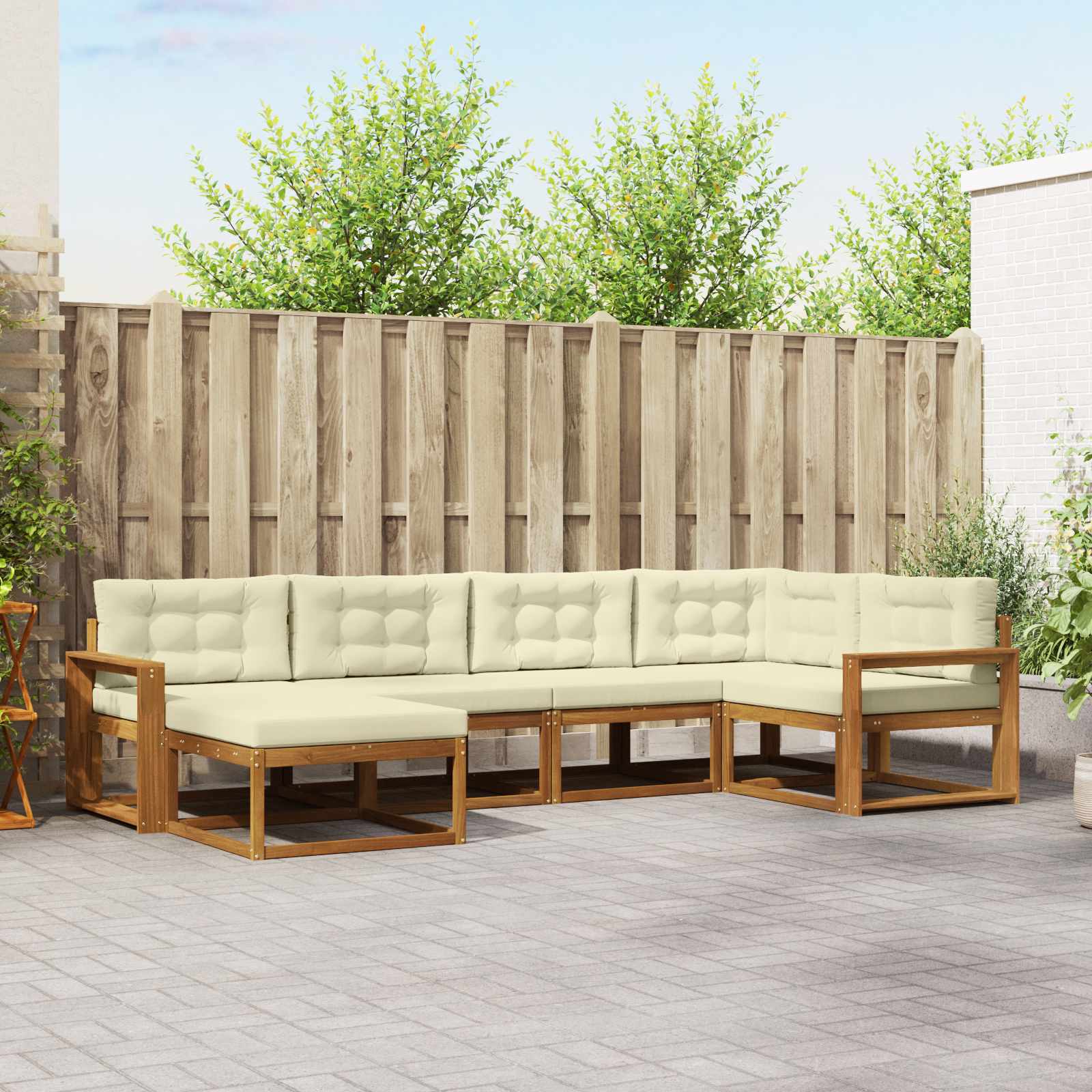 vidaXL Buiten bankenset 6 pcs Naturel Massief Acaciahout