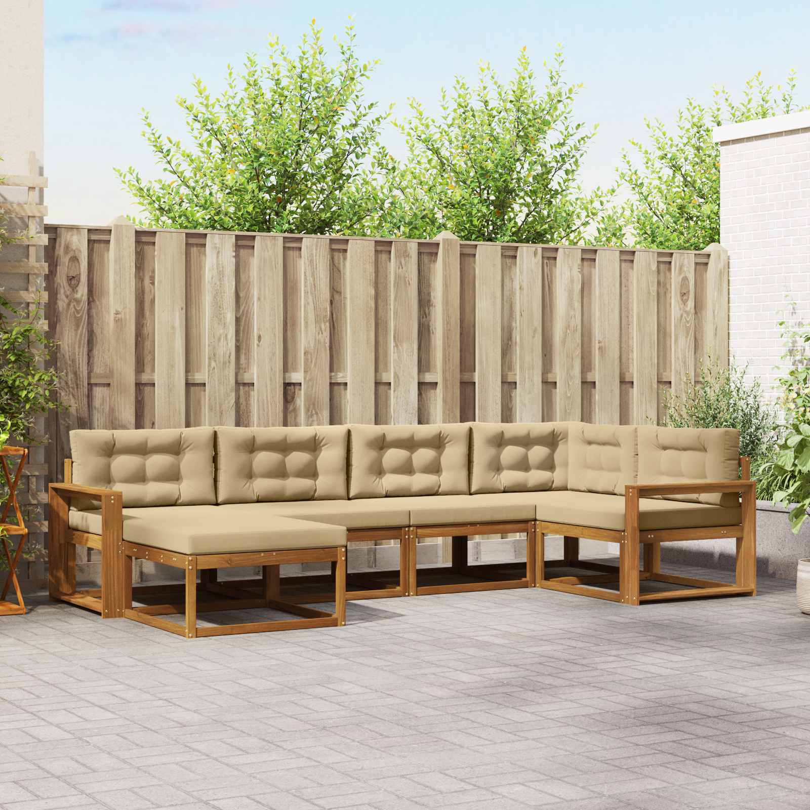 vidaXL Buiten bankenset 6 pcs Naturel Massief Acaciahout