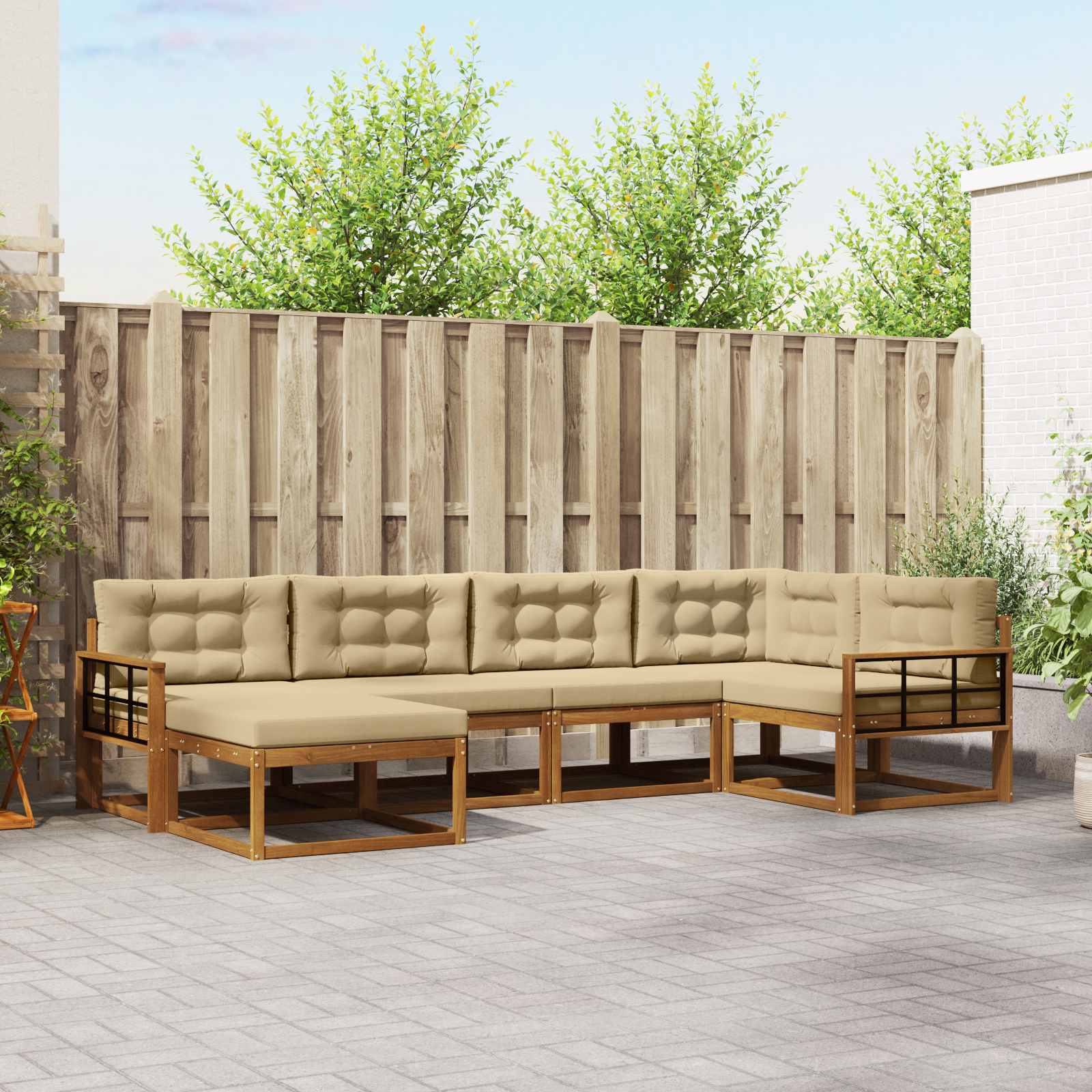 vidaXL Buiten bankenset 6 pcs Naturel Massief Acaciahout