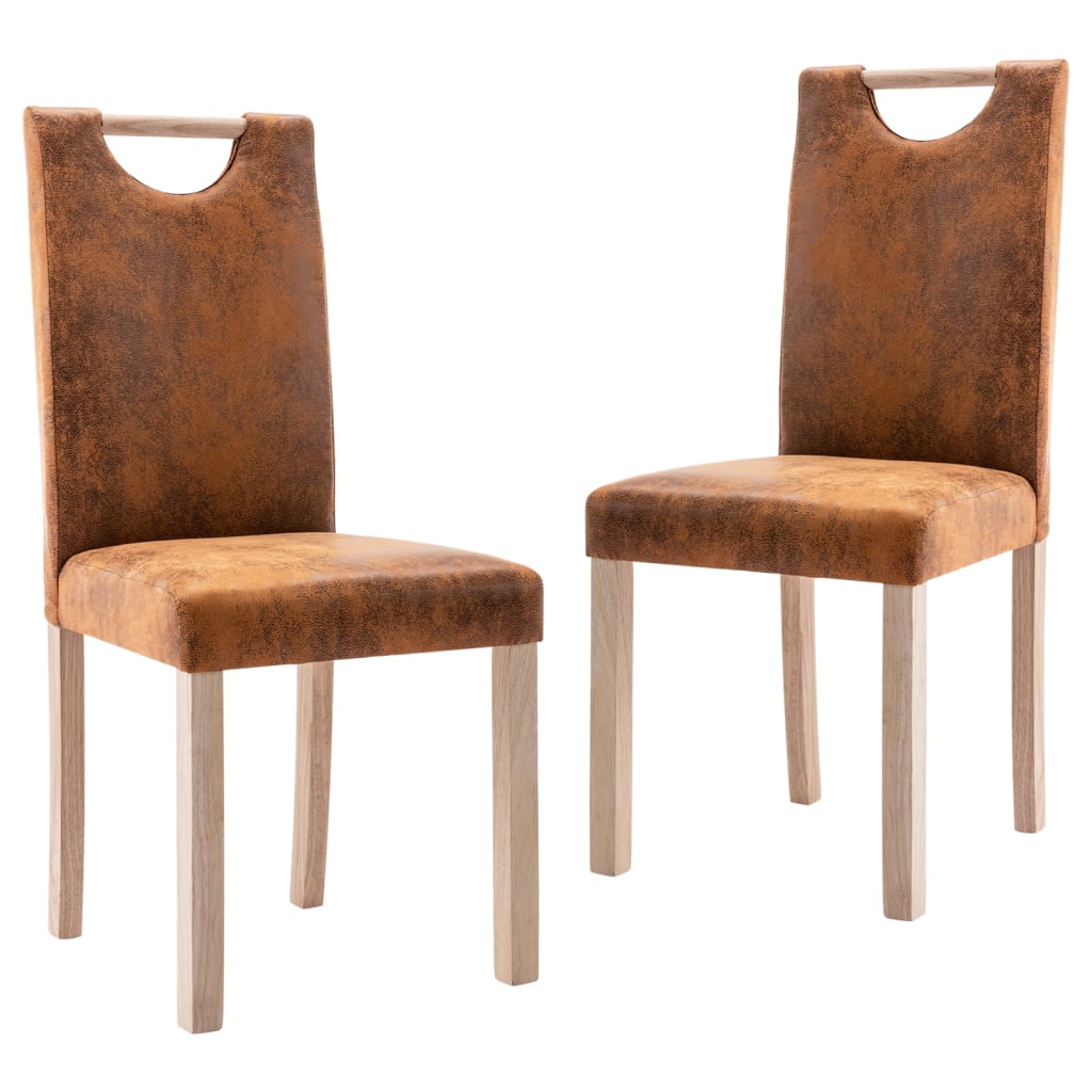 vidaXL Eetkamerstoelen 2 st kunstsuède bruin