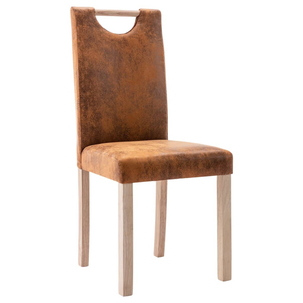 vidaXL Eetkamerstoelen 2 st kunstsuède bruin