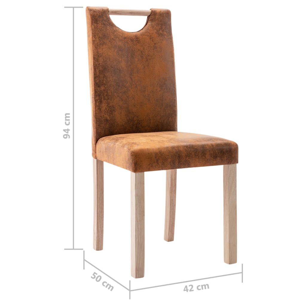 vidaXL Eetkamerstoelen 2 st kunstsuède bruin
