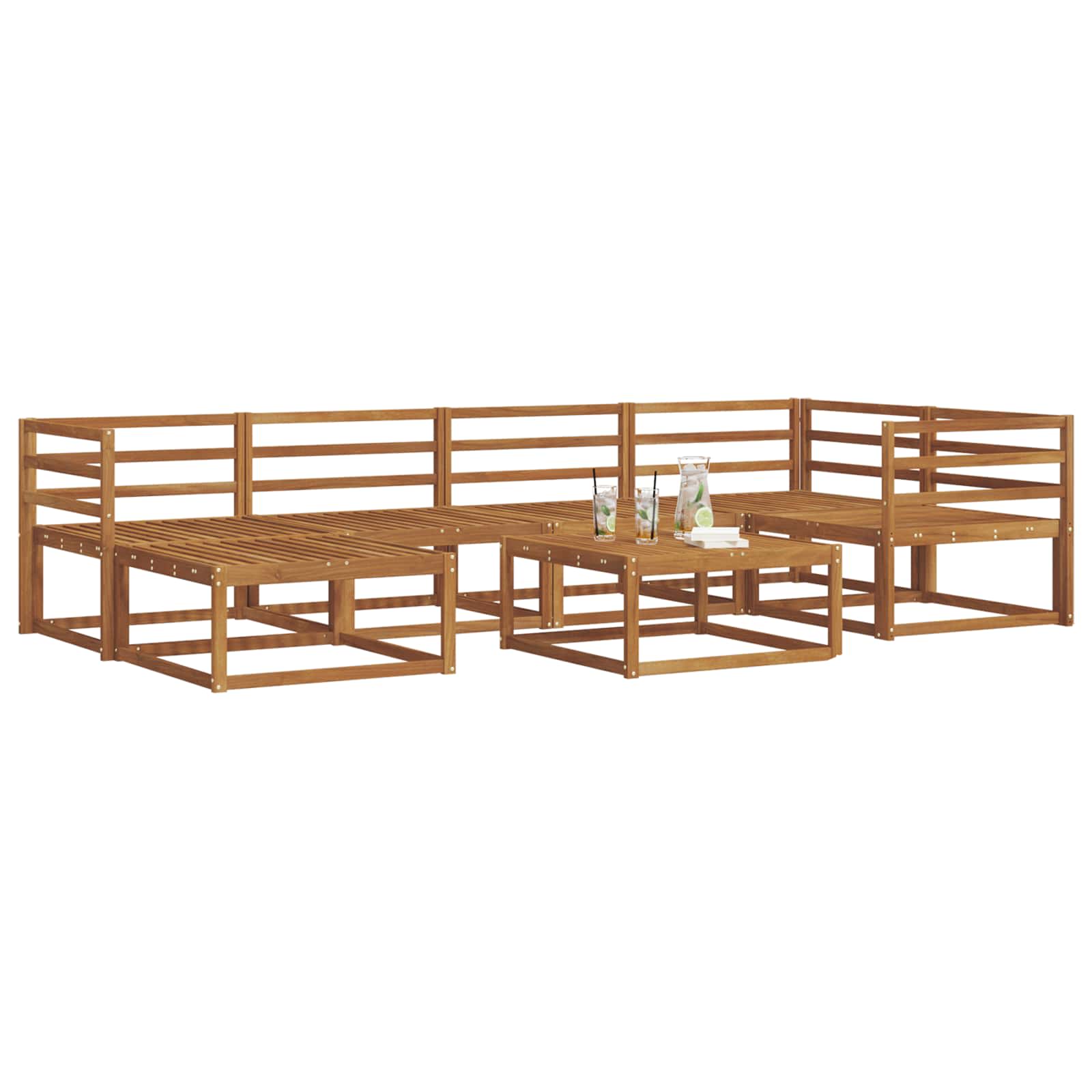 vidaXL Buiten bankenset 7 pcs Naturel Massief Acaciahout