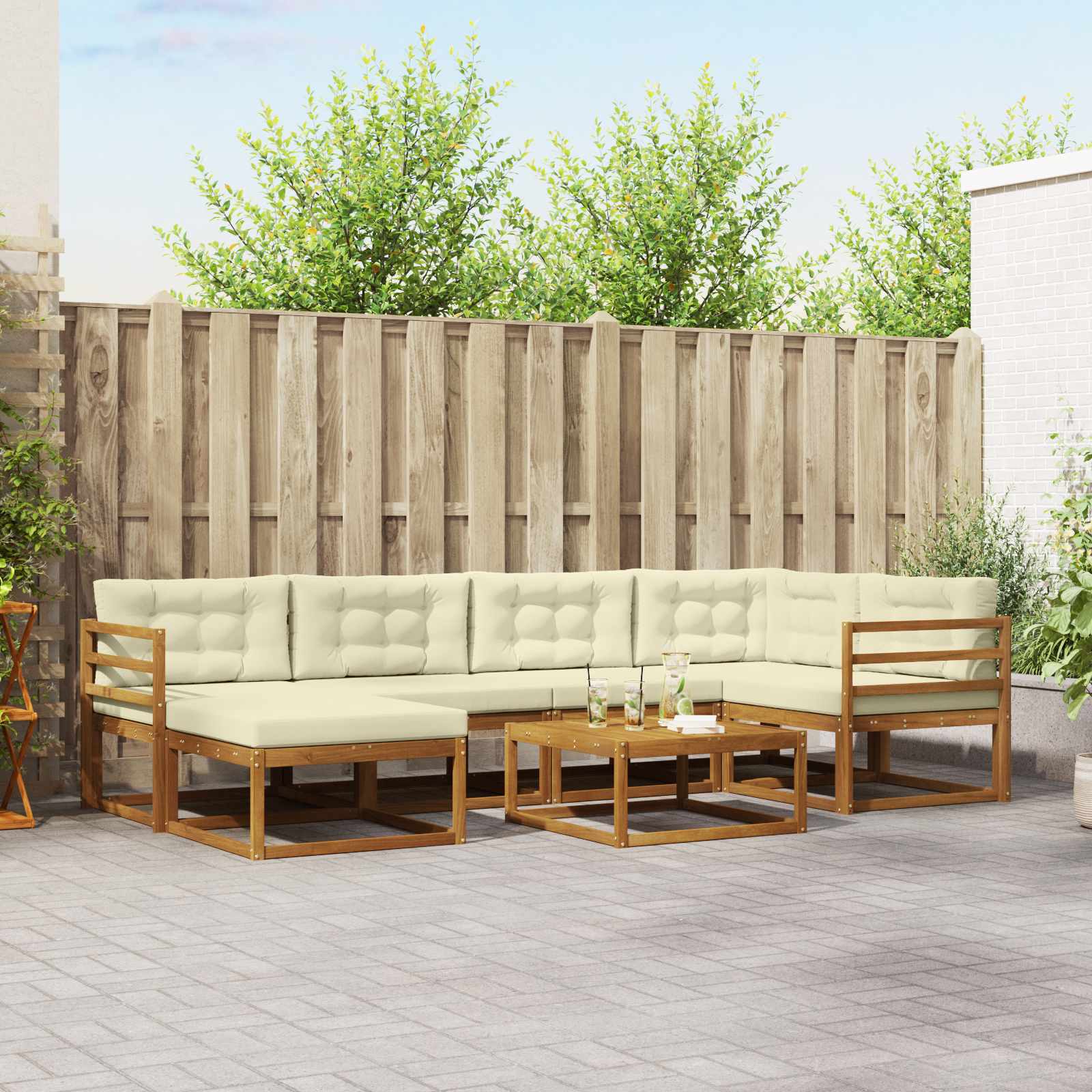 vidaXL Buiten bankenset 7 pcs Naturel Massief Acaciahout