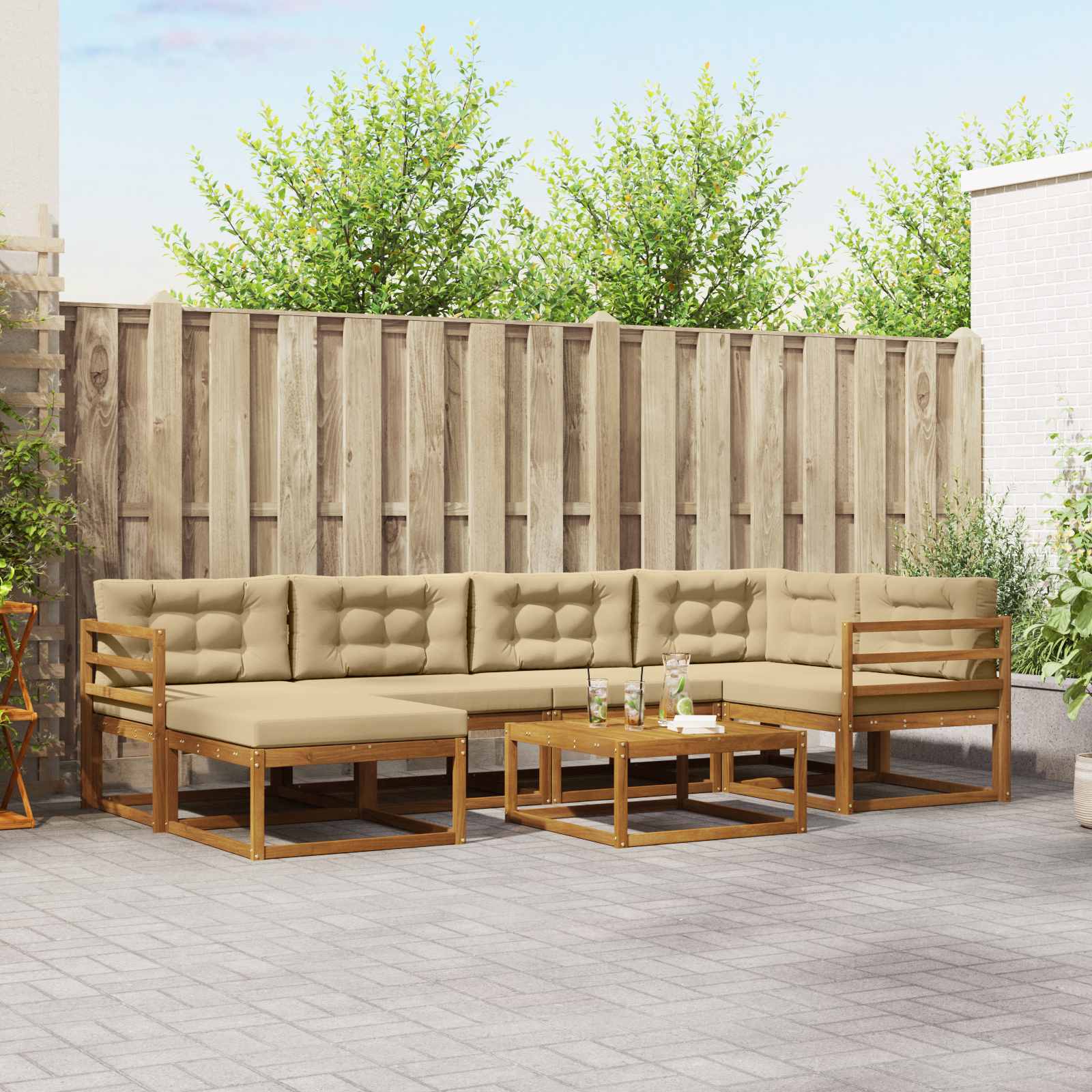 vidaXL Buiten bankenset 7 pcs Naturel Massief Acaciahout