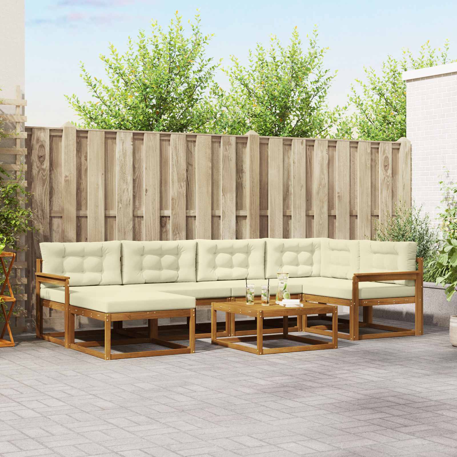 vidaXL Buiten bankenset 7 pcs Naturel Massief Acaciahout