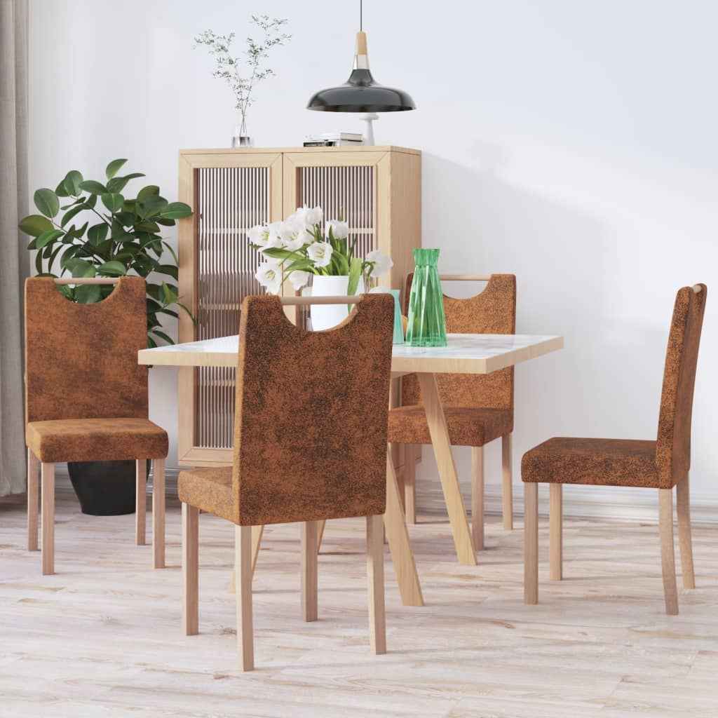 vidaXL Eetkamerstoelen 2 st kunstsuède bruin