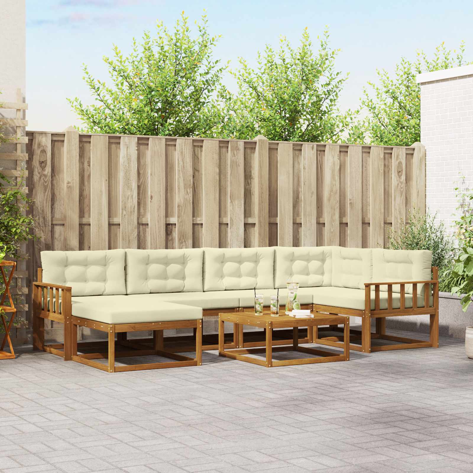 vidaXL Buiten bankenset 7 pcs Naturel Massief Acaciahout