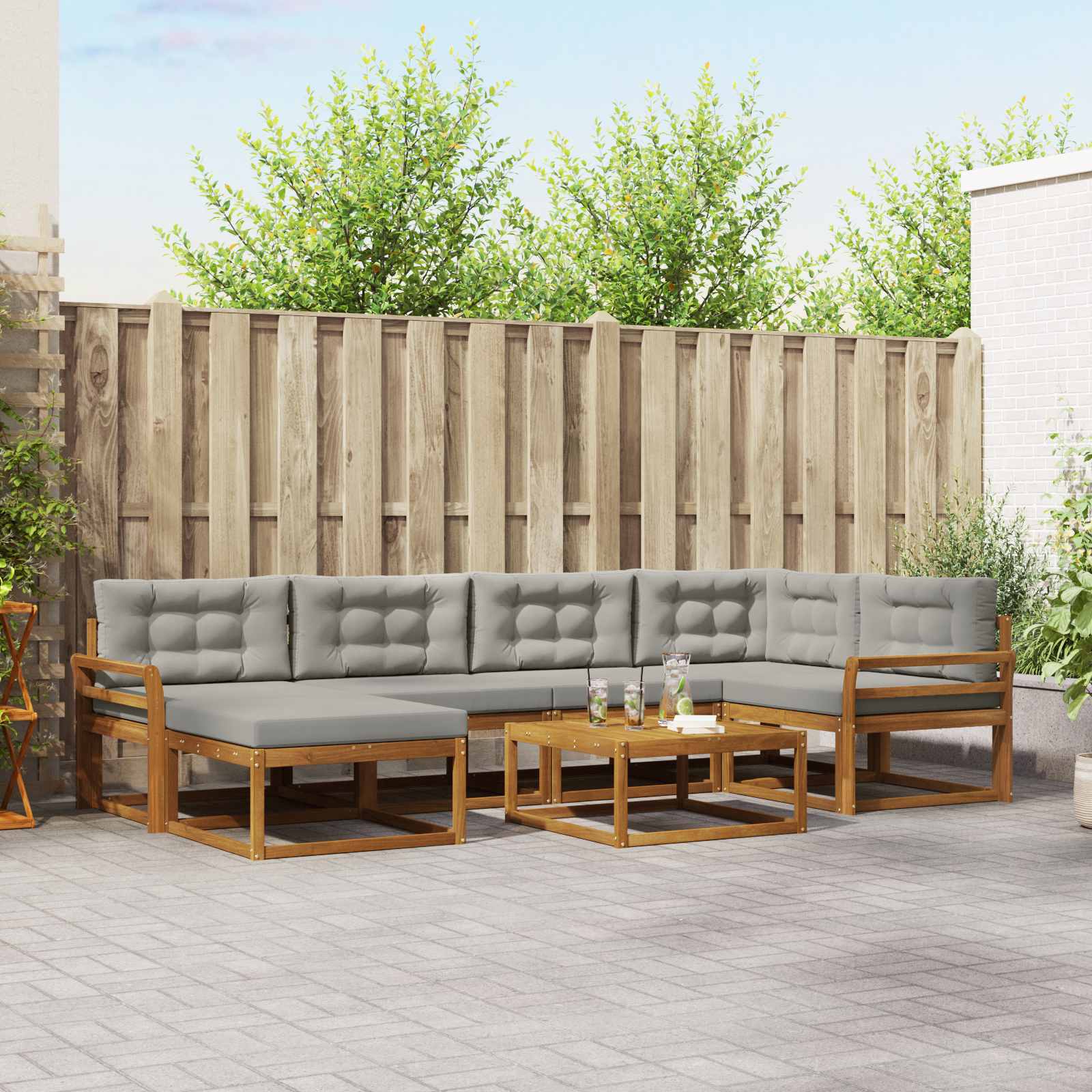 vidaXL Buiten bankenset 7 pcs Naturel Massief Acaciahout