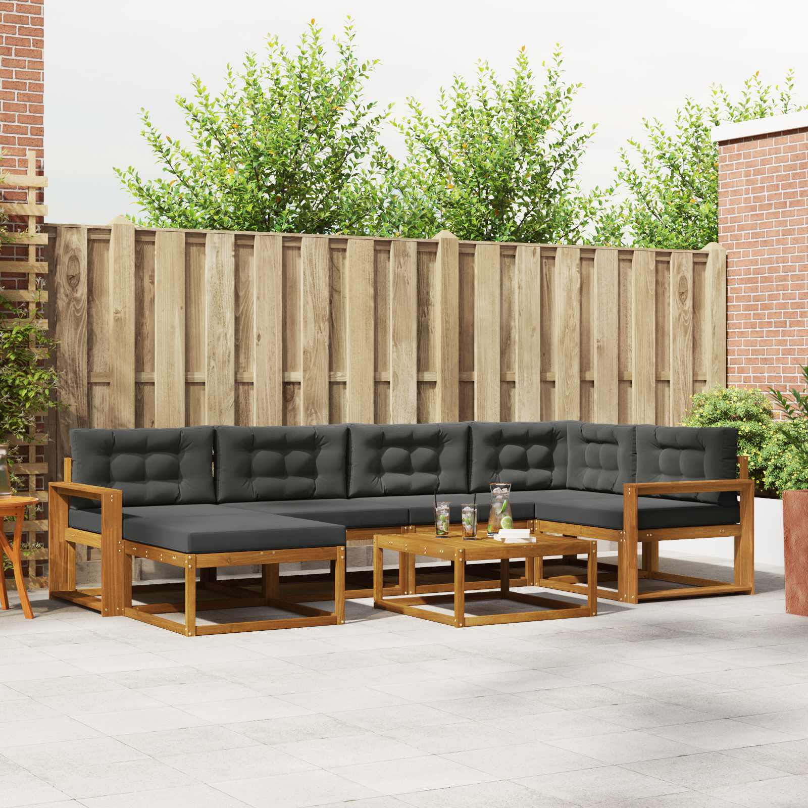 vidaXL Buiten bankenset 7 pcs Naturel Massief Acaciahout