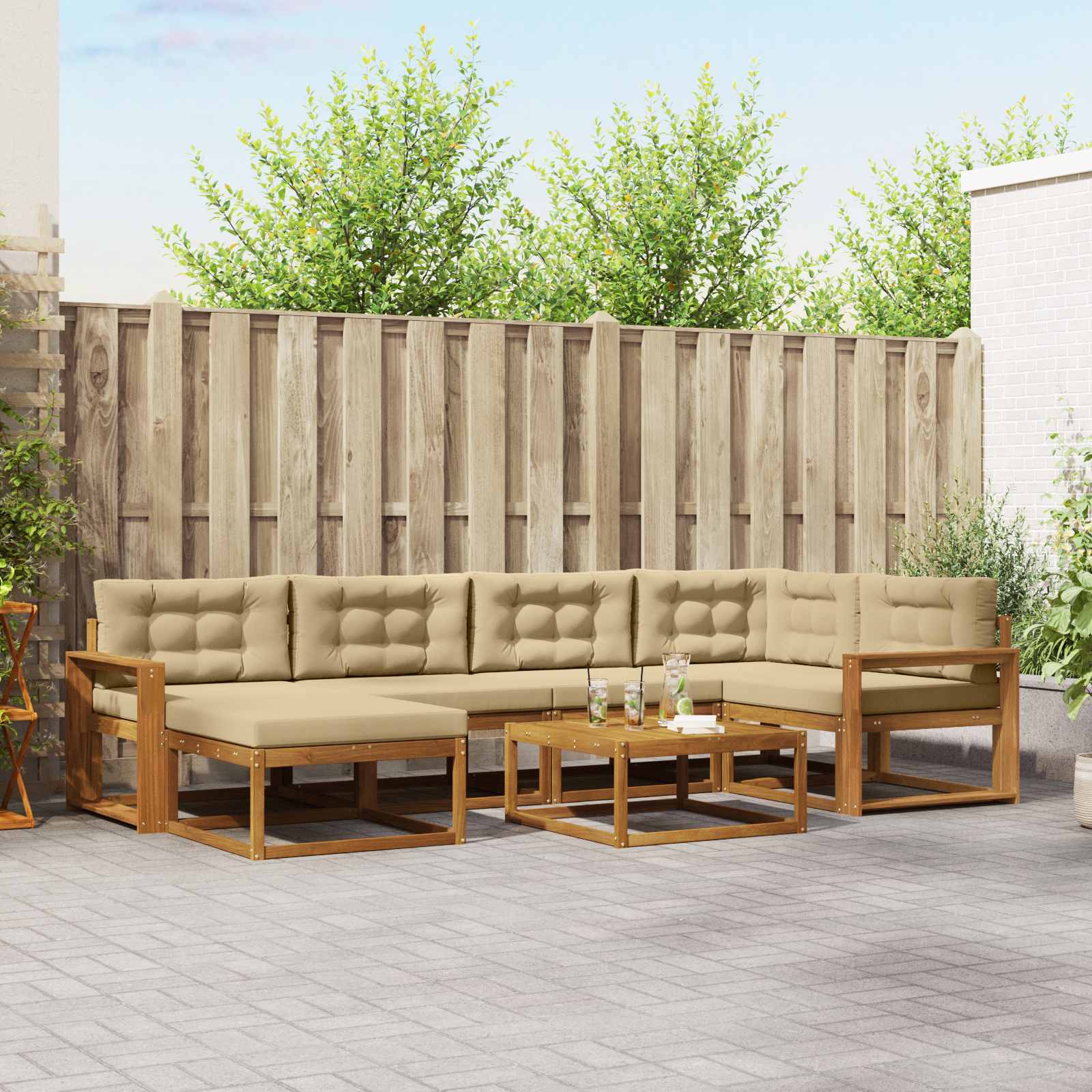 vidaXL Buiten bankenset 7 pcs Naturel Massief Acaciahout