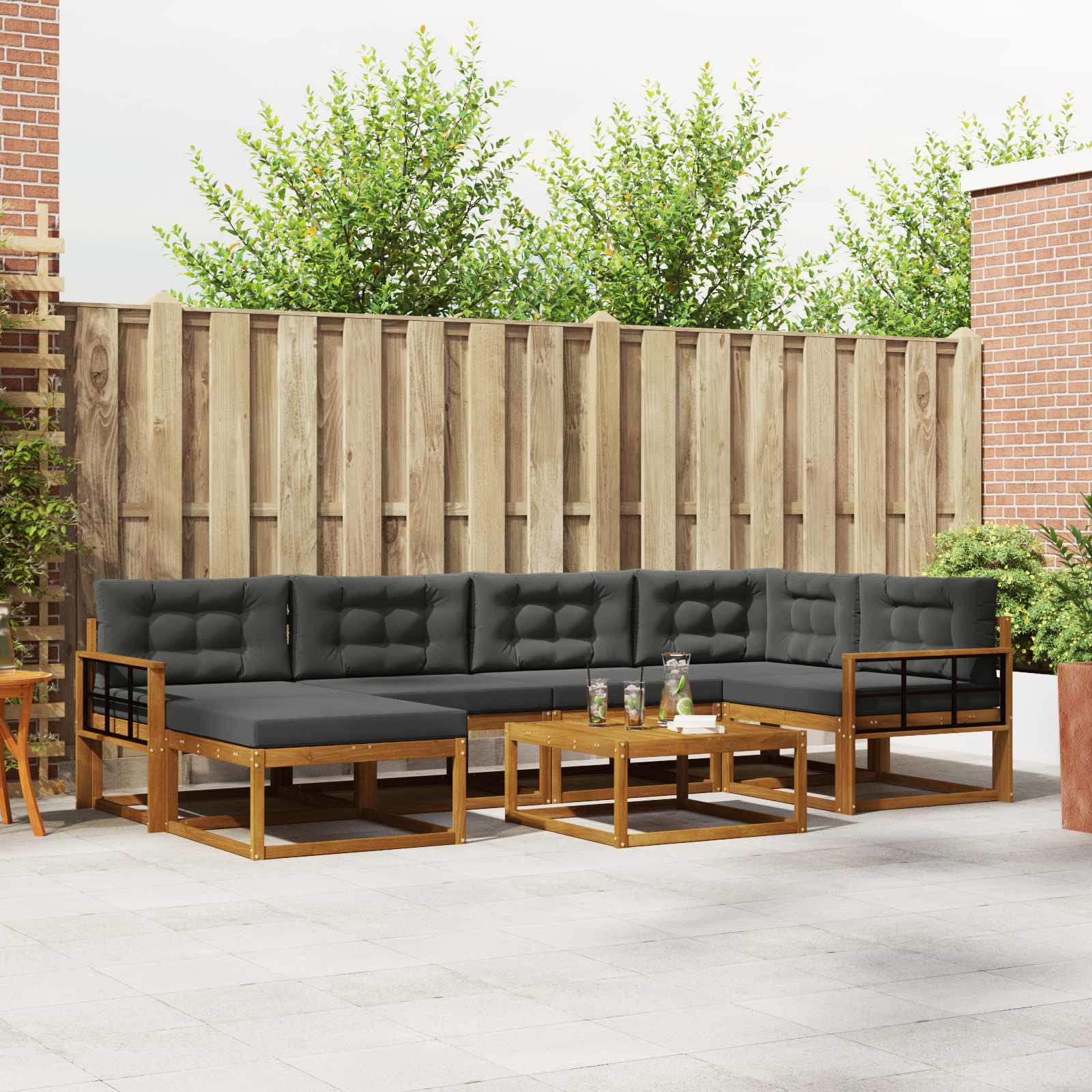 vidaXL Buiten bankenset 7 pcs Naturel Massief Acaciahout