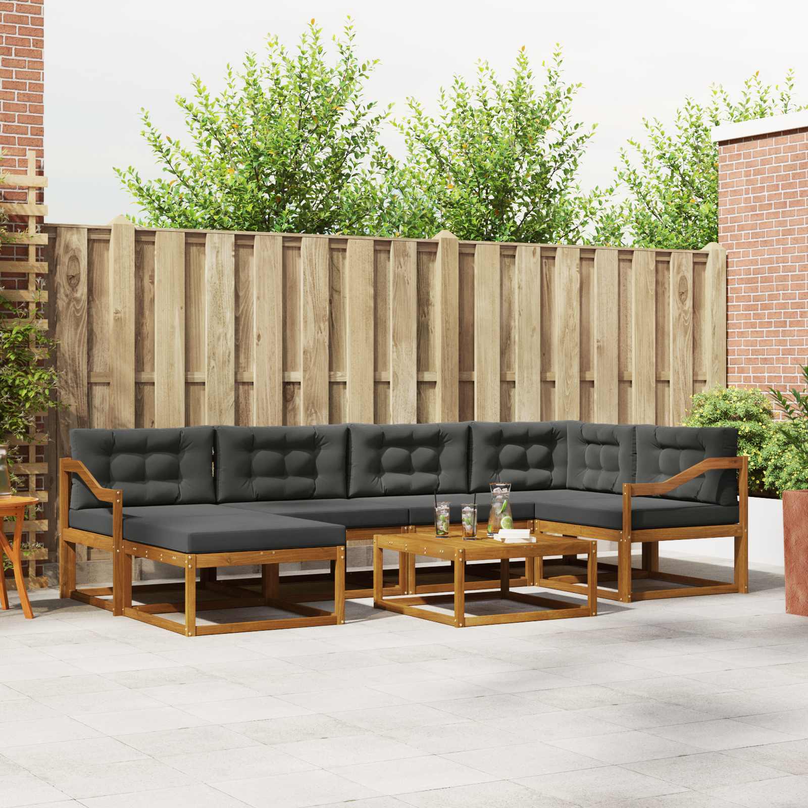 vidaXL Buiten bankenset 7 pcs Naturel Massief Acaciahout