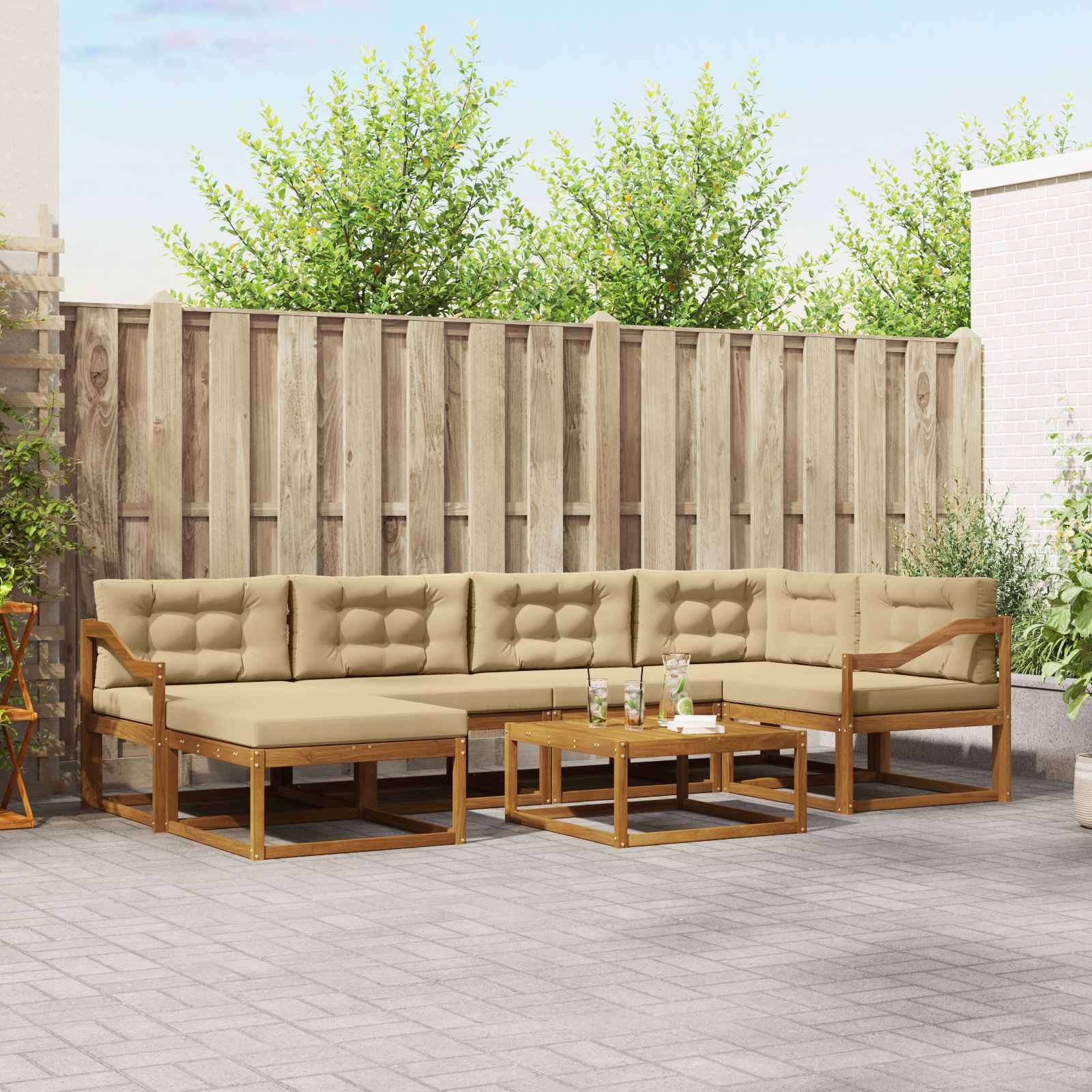 vidaXL Buiten bankenset 7 pcs Naturel Massief Acaciahout