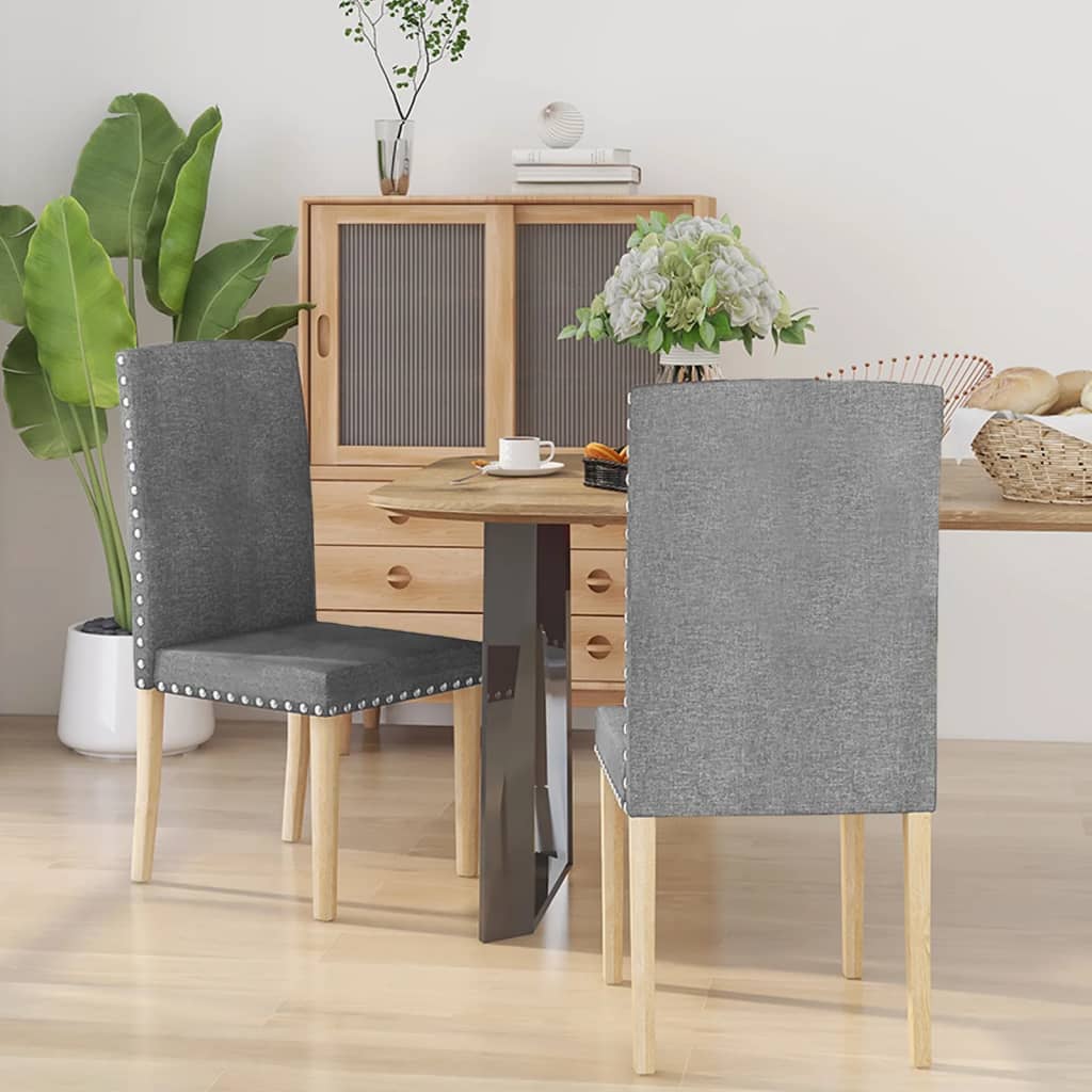 vidaXL Eetkamerstoelen 2 st stof lichtgrijs