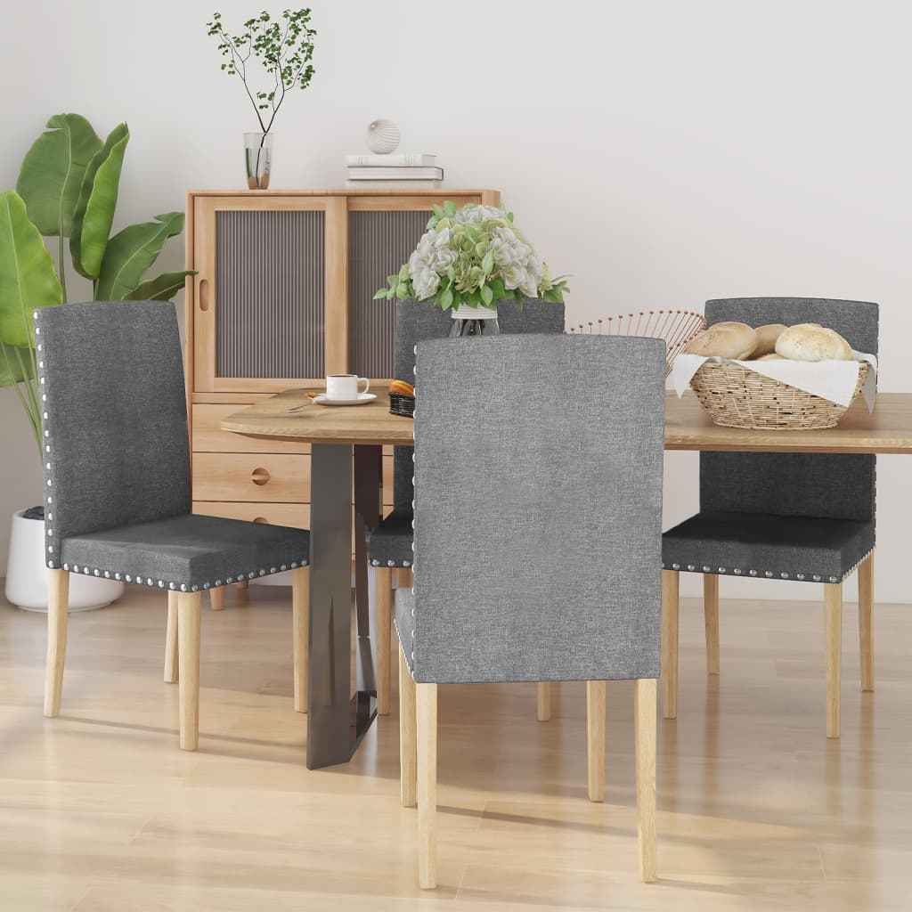 vidaXL Eetkamerstoelen 2 st stof lichtgrijs