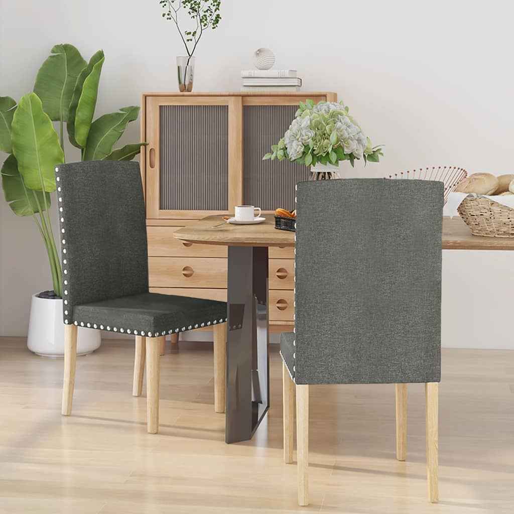 vidaXL Eetkamerstoelen 2 st stof lichtgrijs