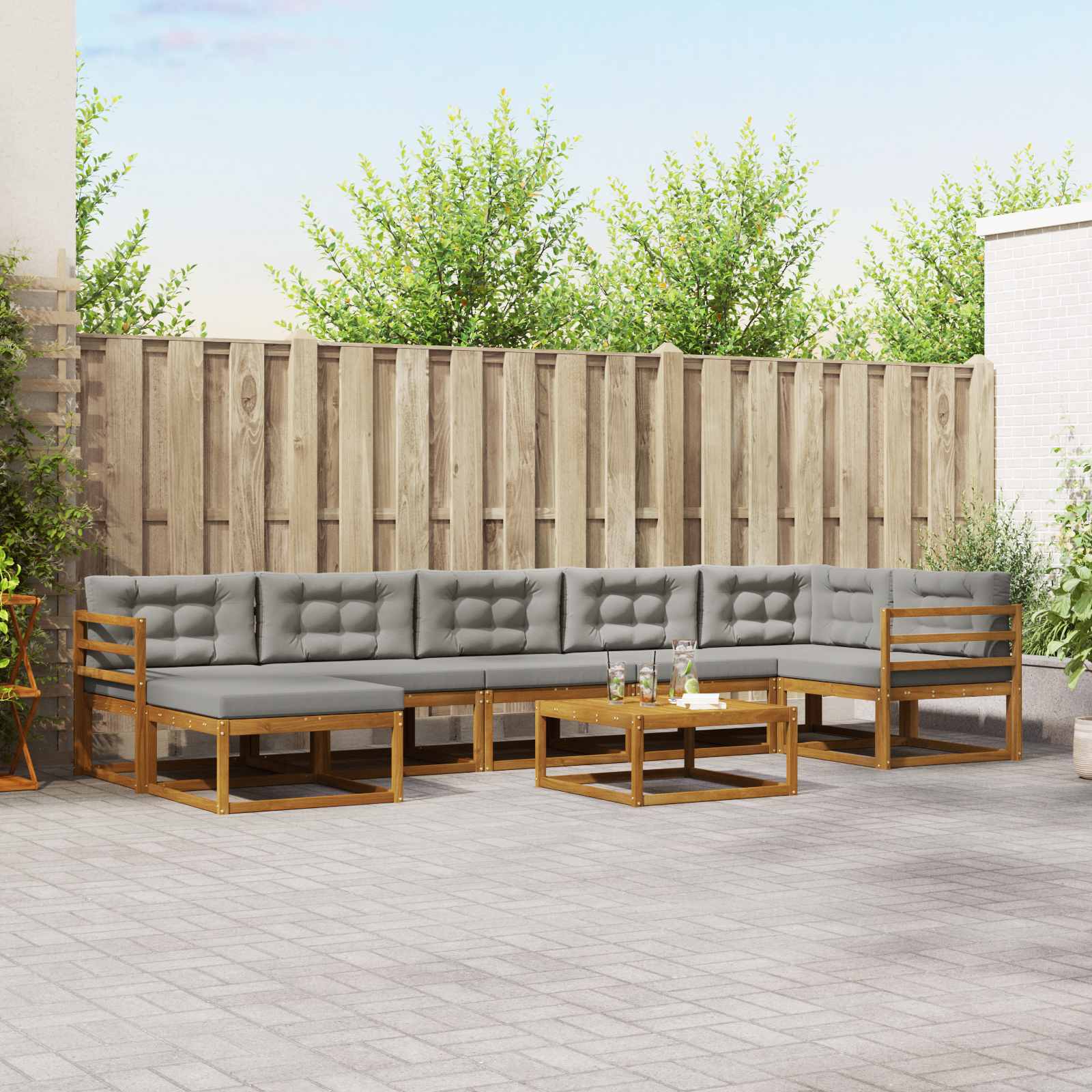 vidaXL Buiten bankenset 8 pcs Naturel Massief Acaciahout