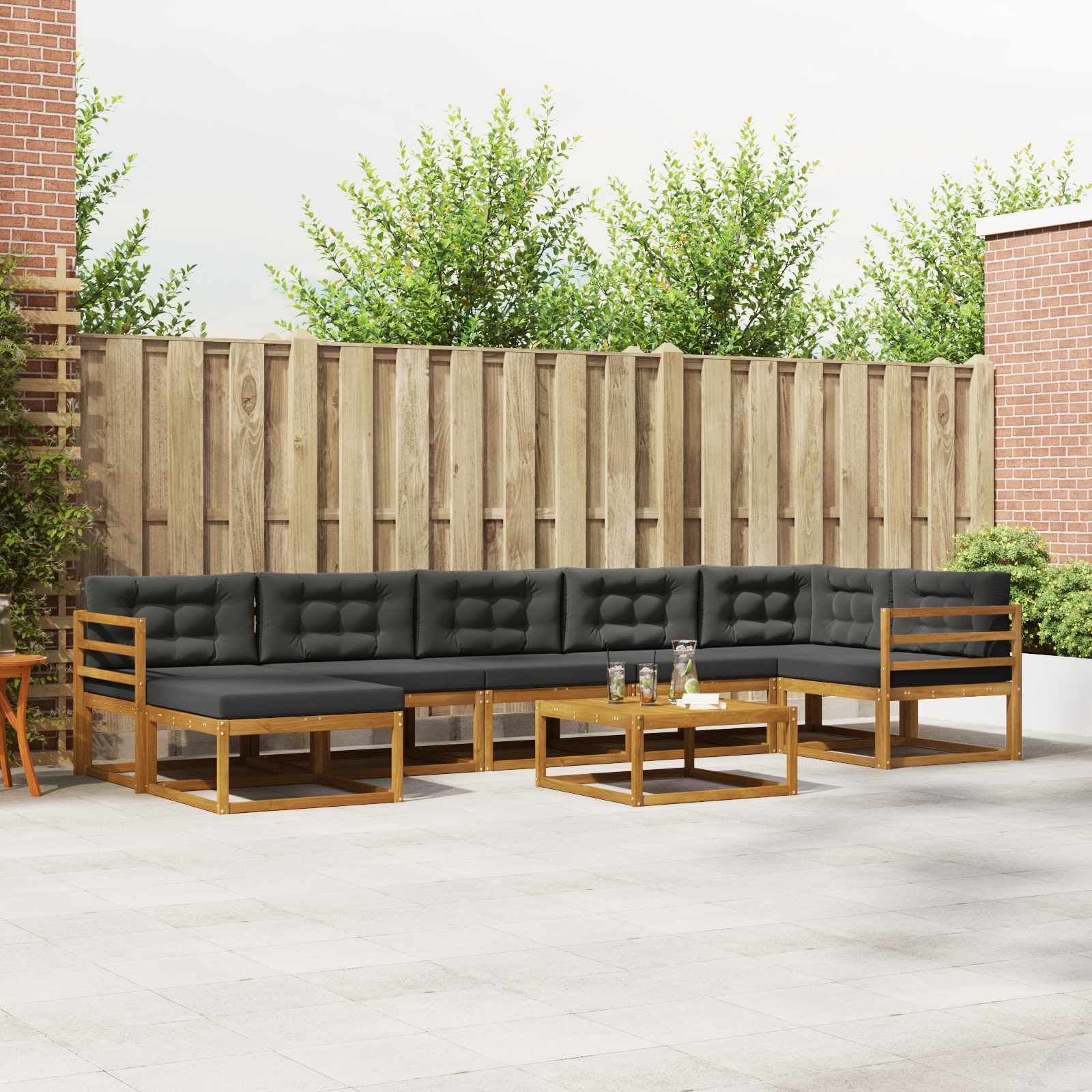 vidaXL Buiten bankenset 8 pcs Naturel Massief Acaciahout