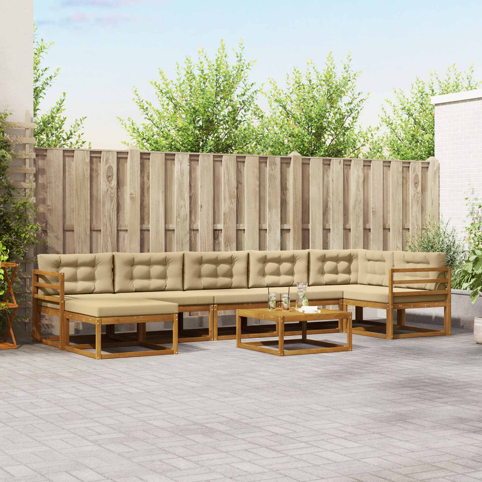 vidaXL Buiten bankenset 8 pcs Naturel Massief Acaciahout