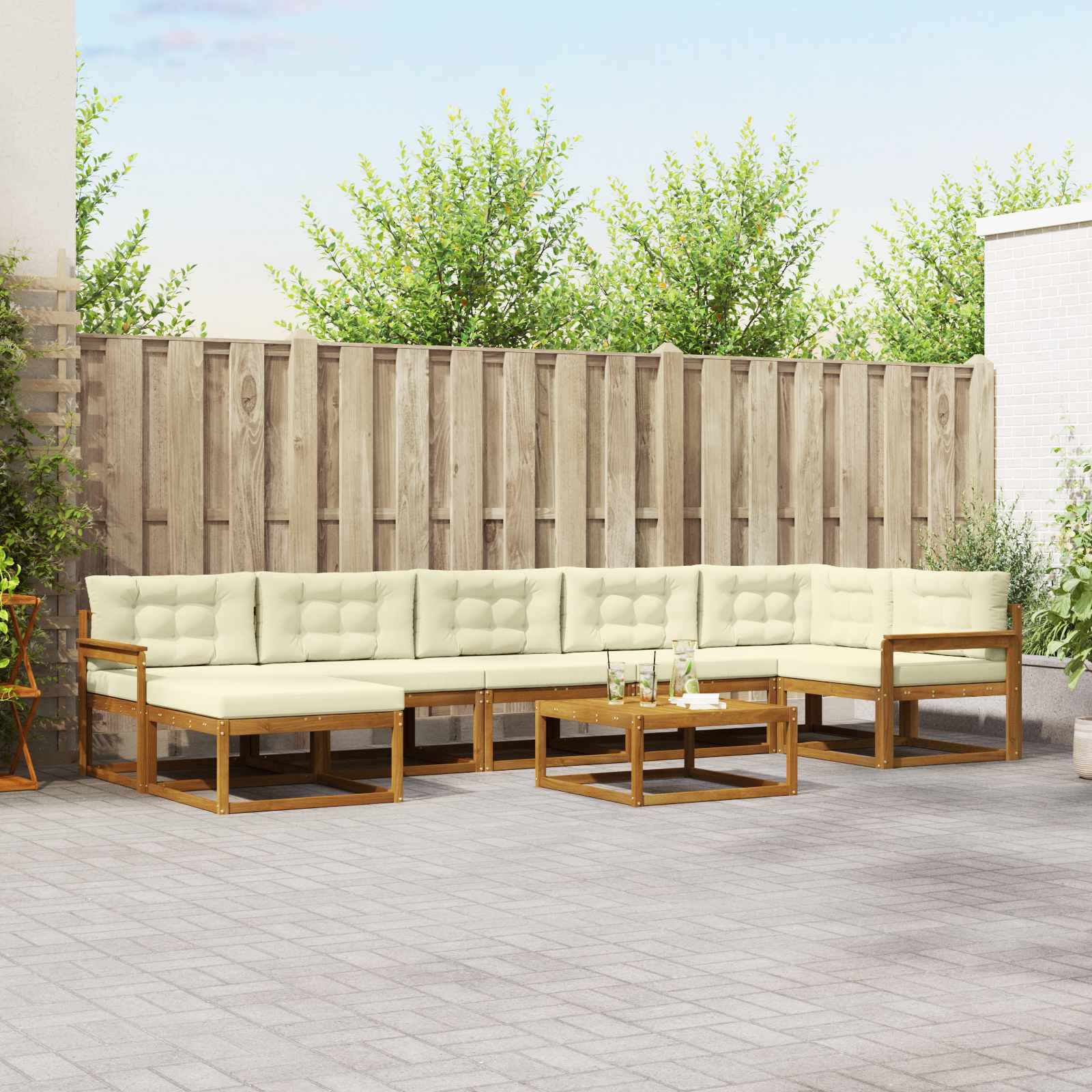 vidaXL Buiten bankenset 8 pcs Naturel Massief Acaciahout