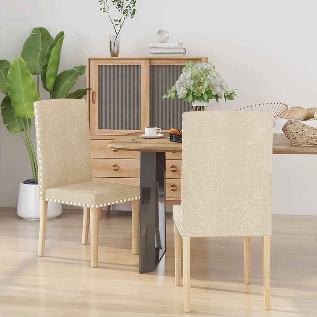 vidaXL Eetkamerstoelen 2 st stof lichtgrijs