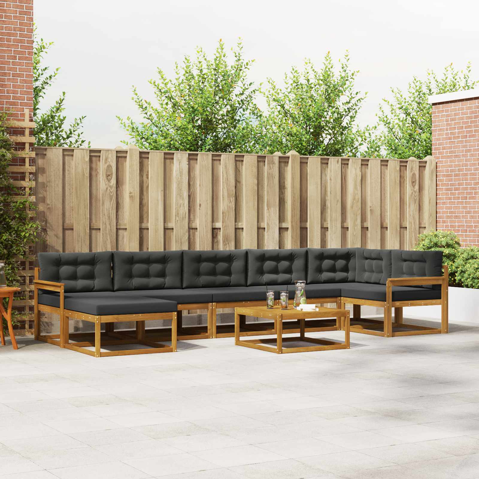 vidaXL Buiten bankenset 8 pcs Naturel Massief Acaciahout