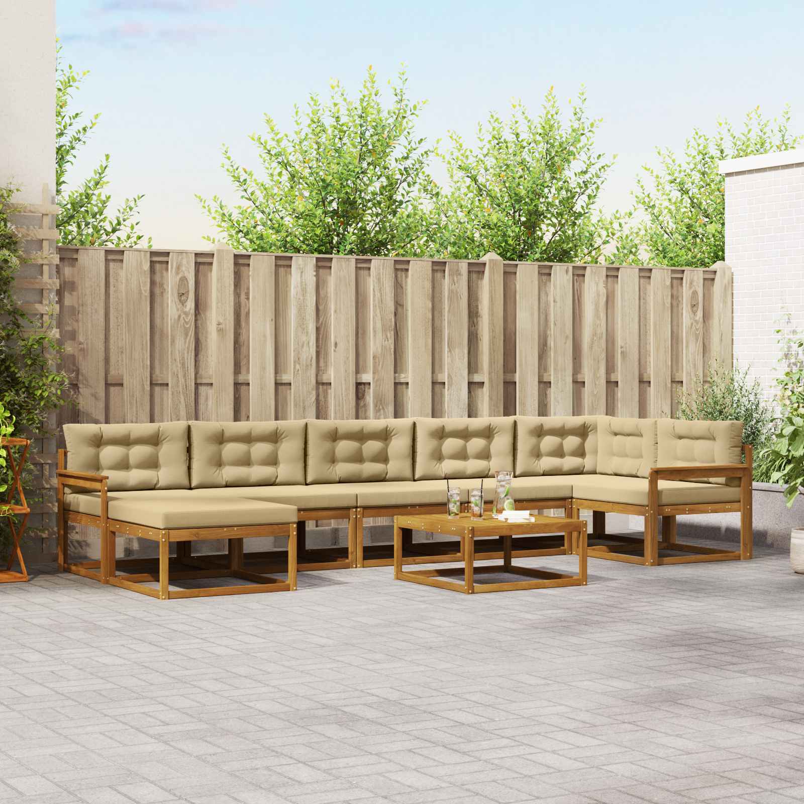 vidaXL Buiten bankenset 8 pcs Naturel Massief Acaciahout