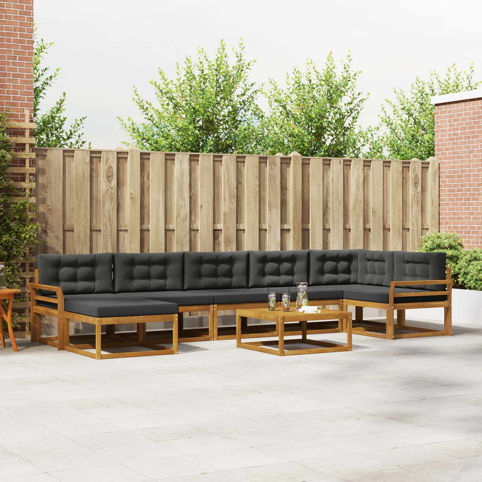 vidaXL Buiten bankenset 8 pcs Naturel Massief Acaciahout