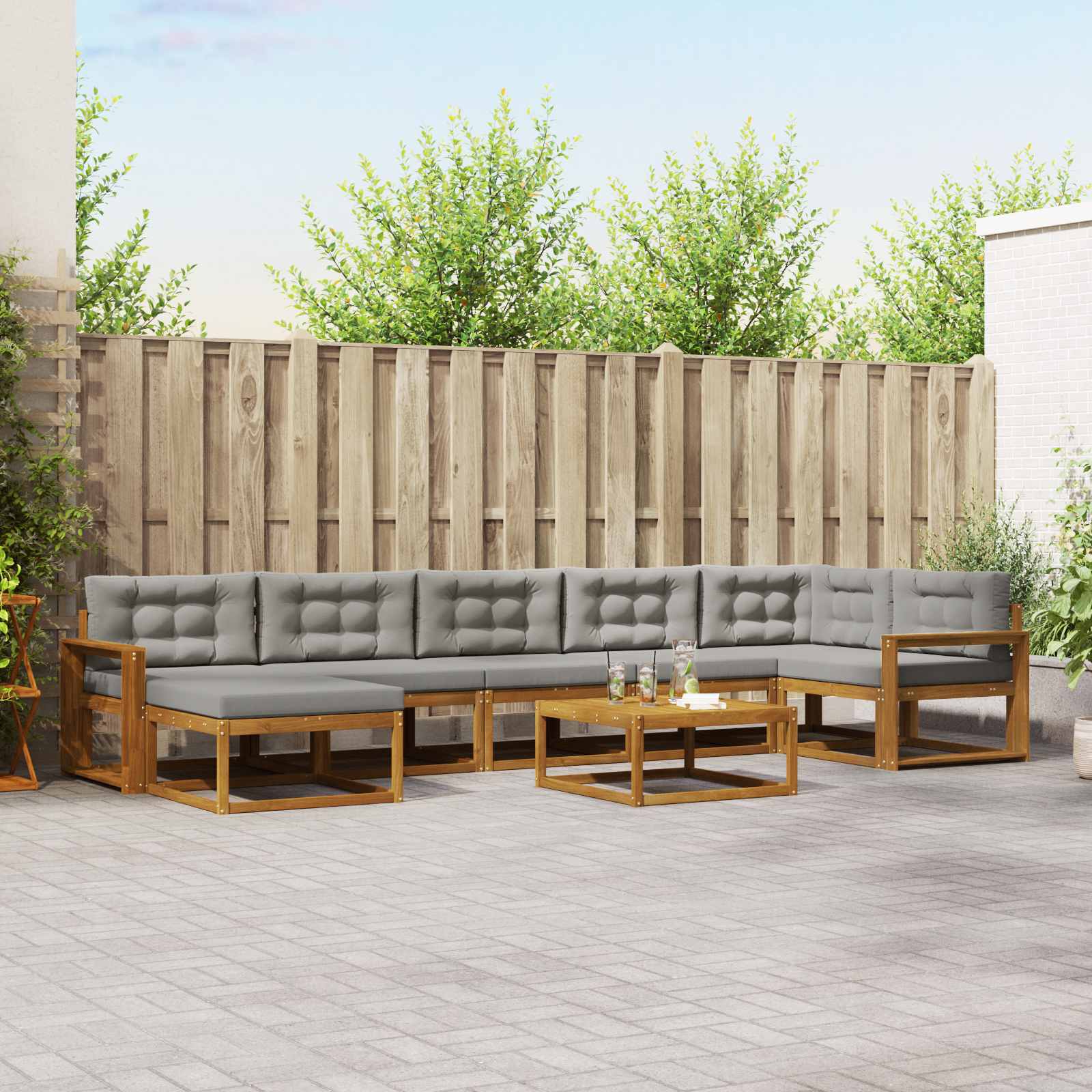 vidaXL Buiten bankenset 8 pcs Naturel Massief Acaciahout