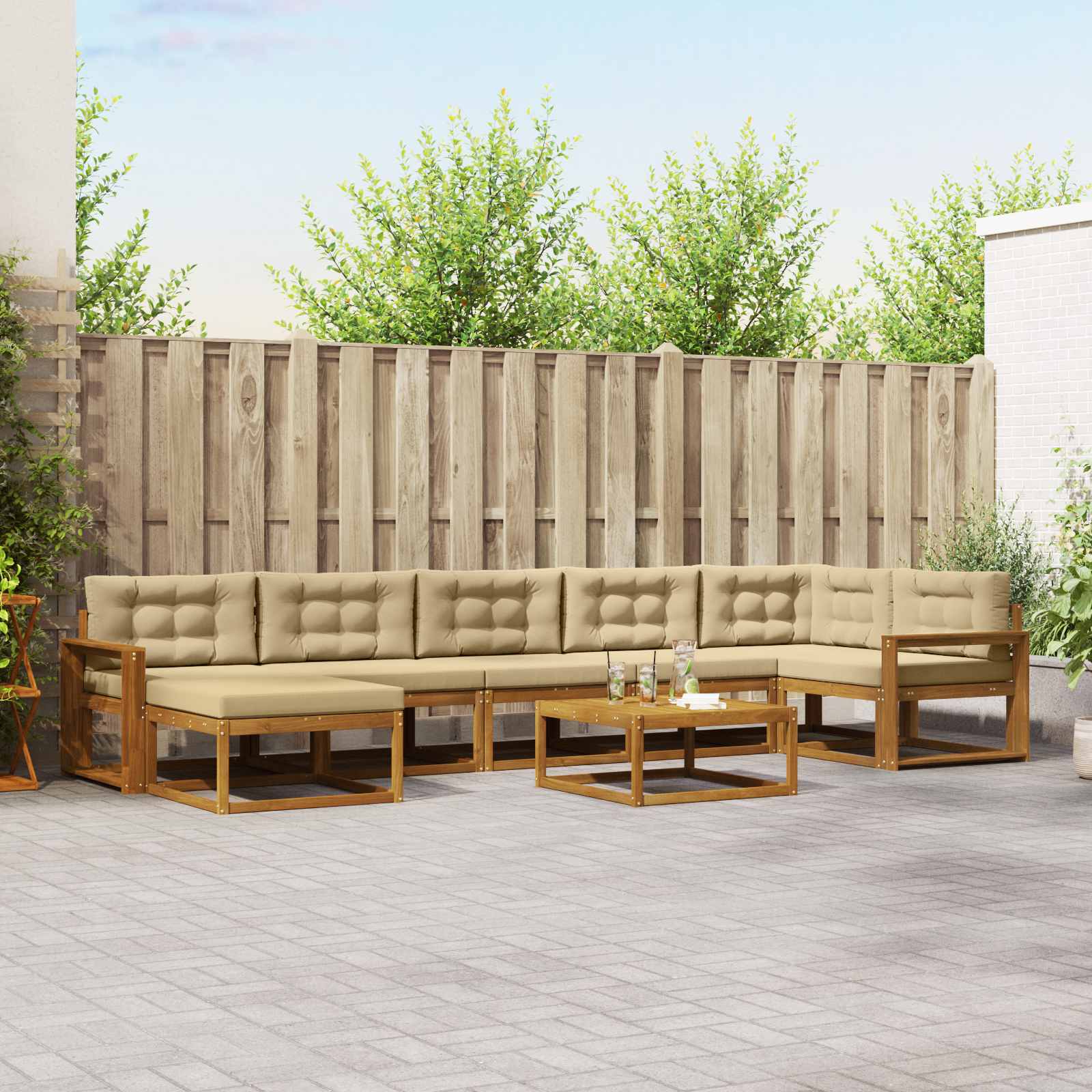 vidaXL Buiten bankenset 8 pcs Naturel Massief Acaciahout