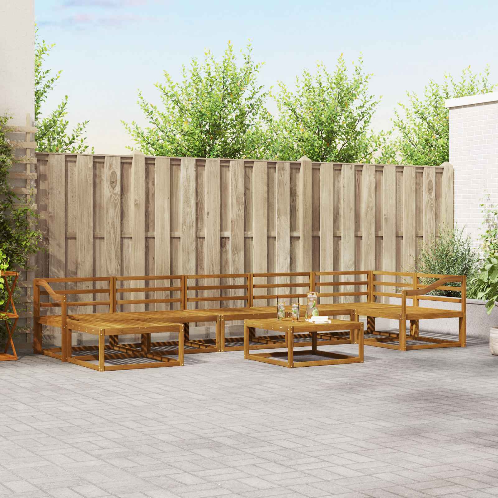 vidaXL Buiten bankenset 8 pcs Naturel Massief Acaciahout