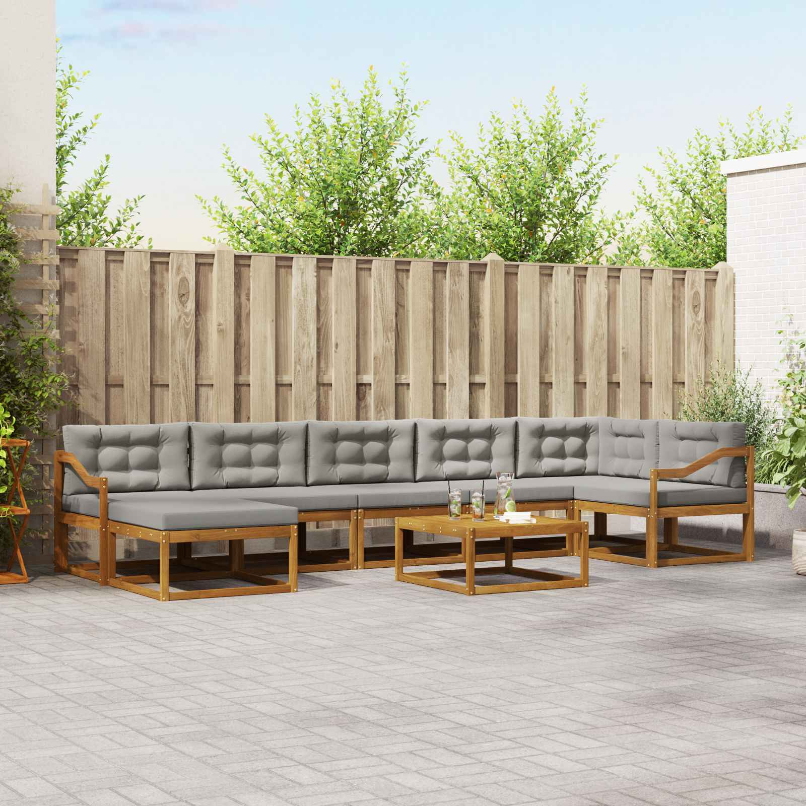 vidaXL Buiten bankenset 8 pcs Naturel Massief Acaciahout