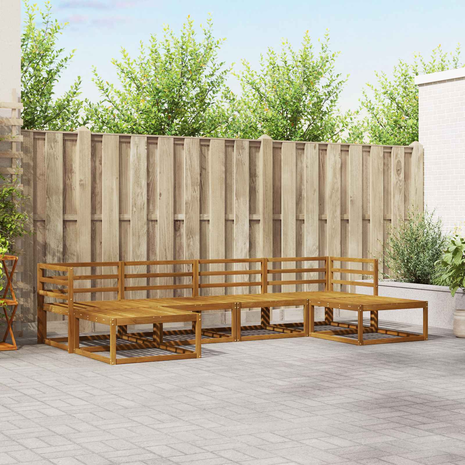 vidaXL Buiten bankenset 6 pcs Naturel Massief Acaciahout
