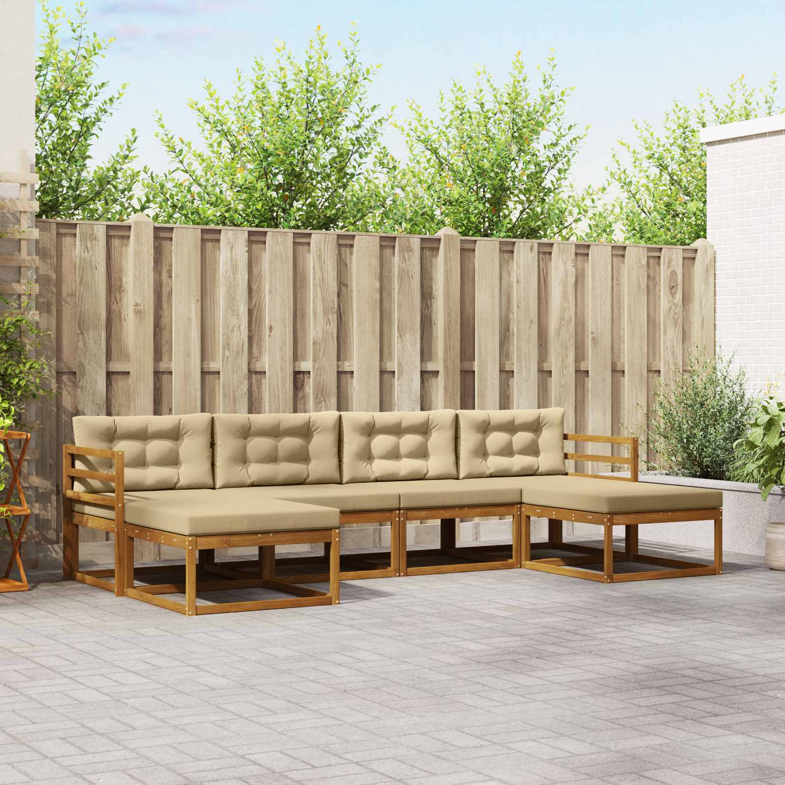 vidaXL Buiten bankenset 6 pcs Naturel Massief Acaciahout