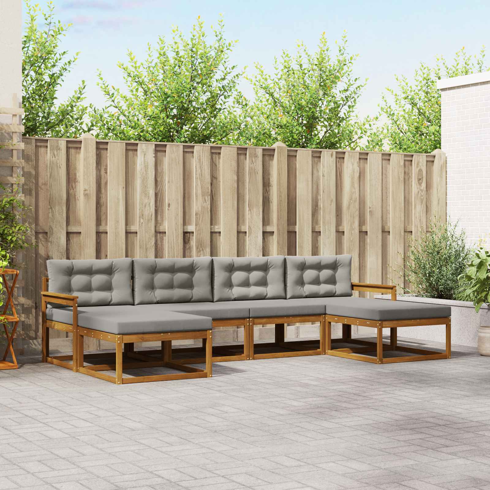 vidaXL Buiten bankenset 6 pcs Naturel Massief Acaciahout
