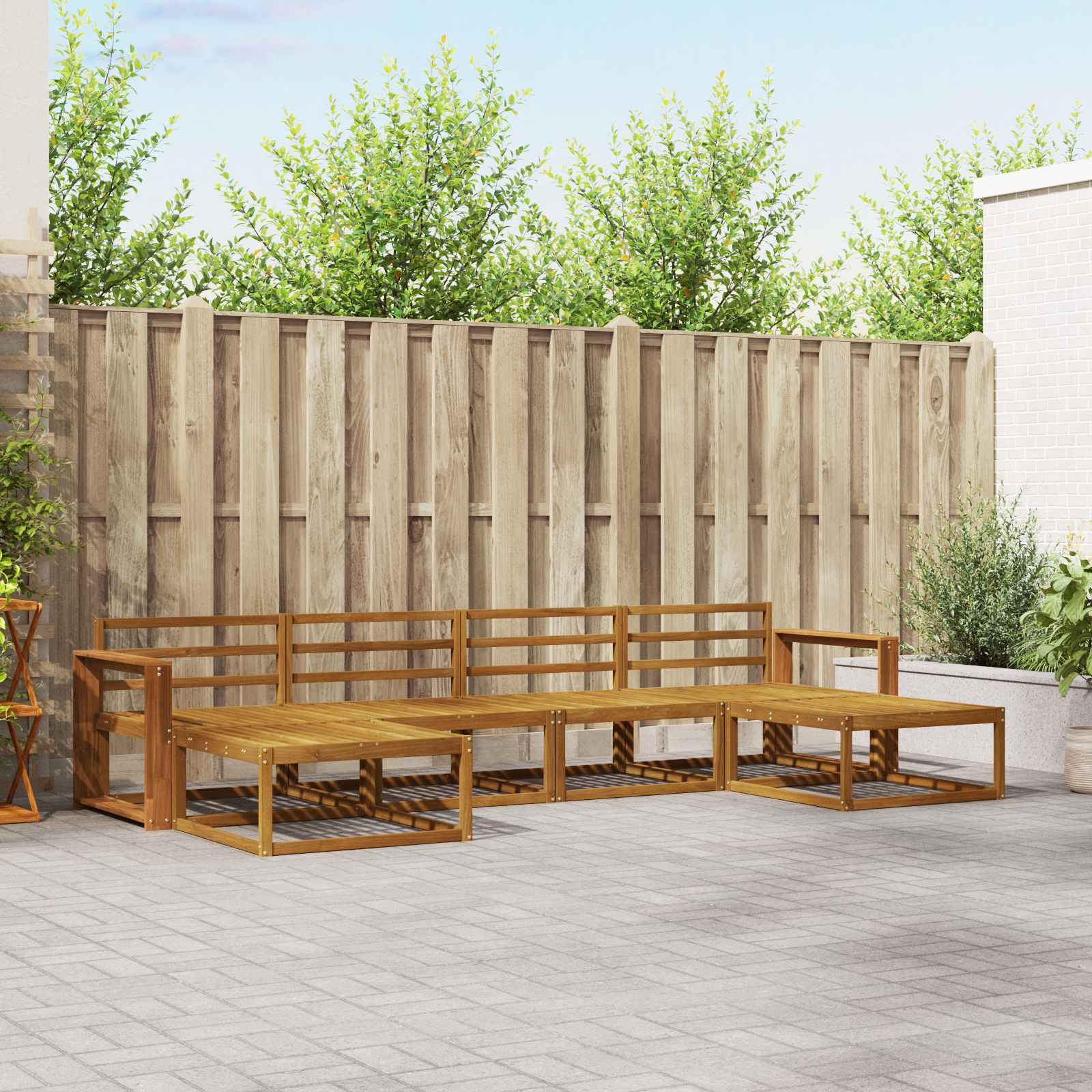 vidaXL Buiten bankenset 6 pcs Naturel Massief Acaciahout