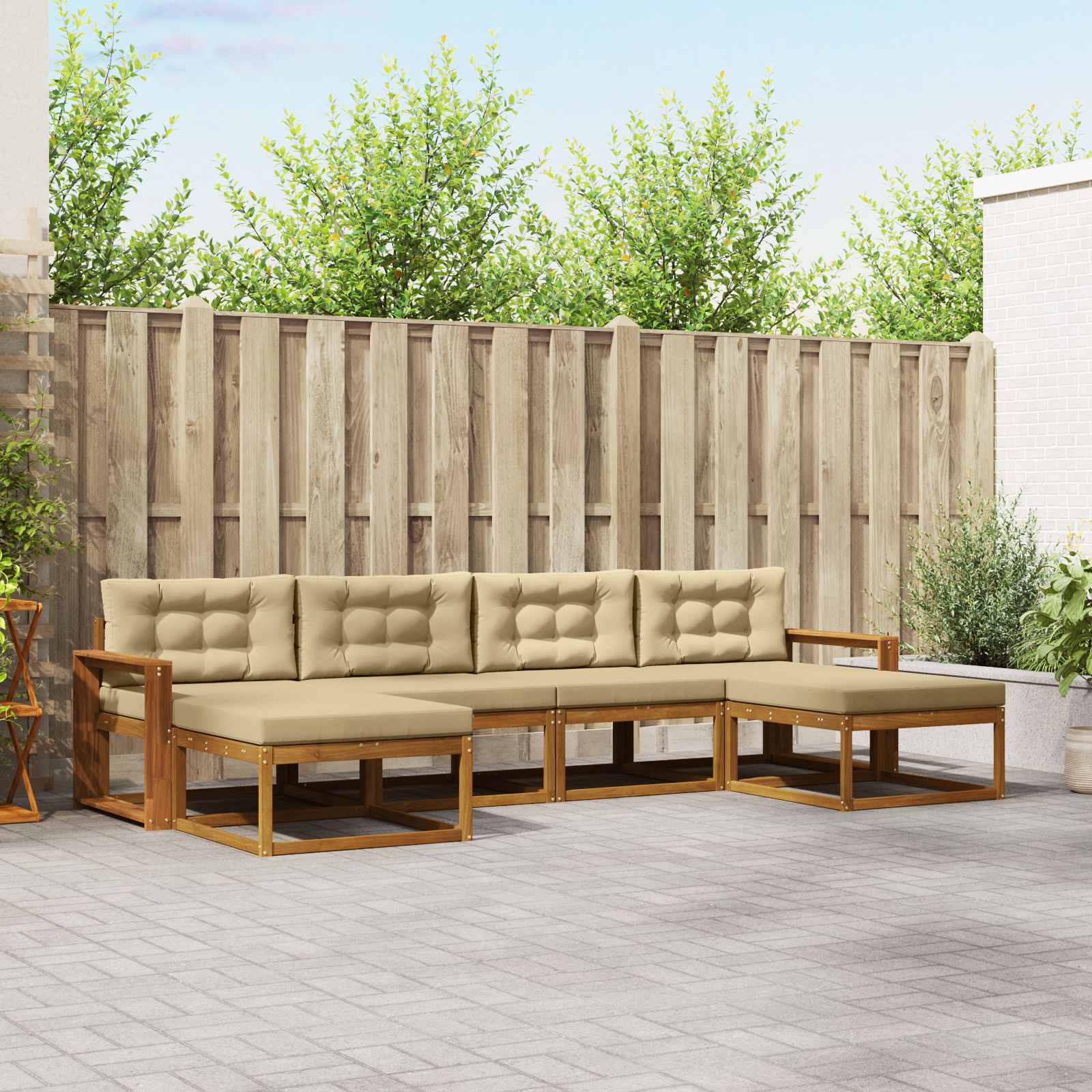 vidaXL Buiten bankenset 6 pcs Naturel Massief Acaciahout