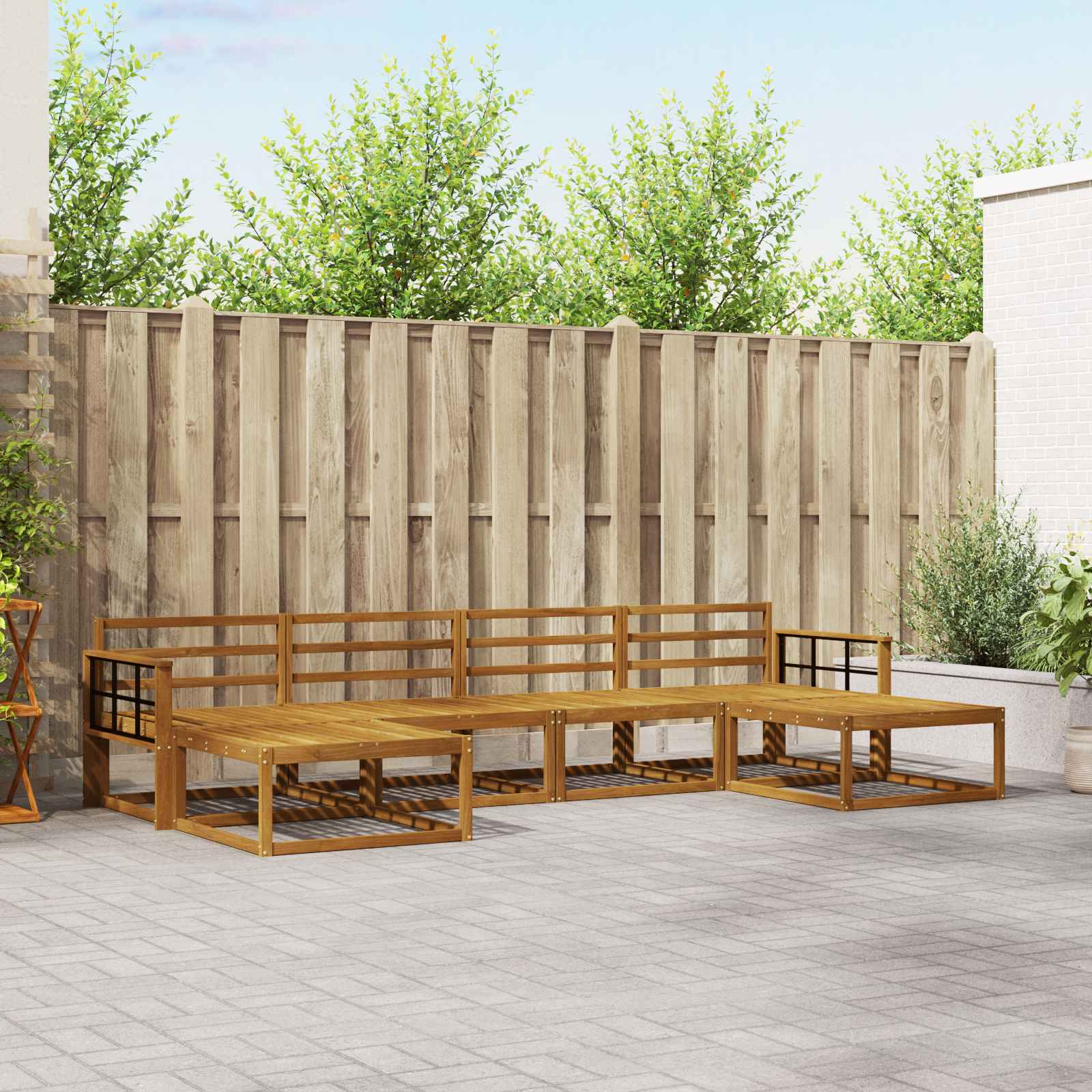 vidaXL Buiten bankenset 6 pcs Naturel Massief Acaciahout