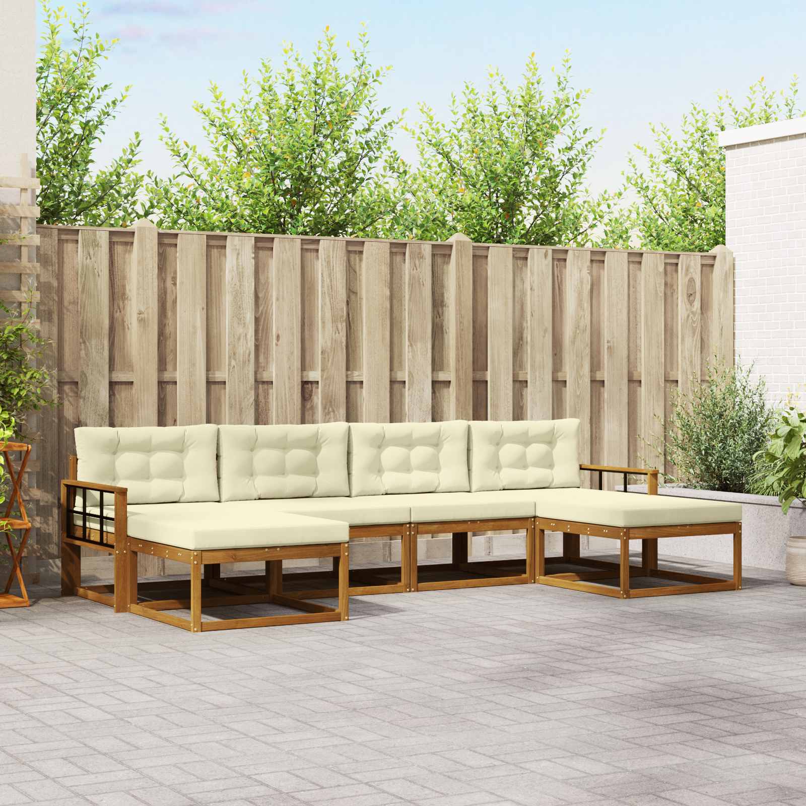 vidaXL Buiten bankenset 6 pcs Naturel Massief Acaciahout
