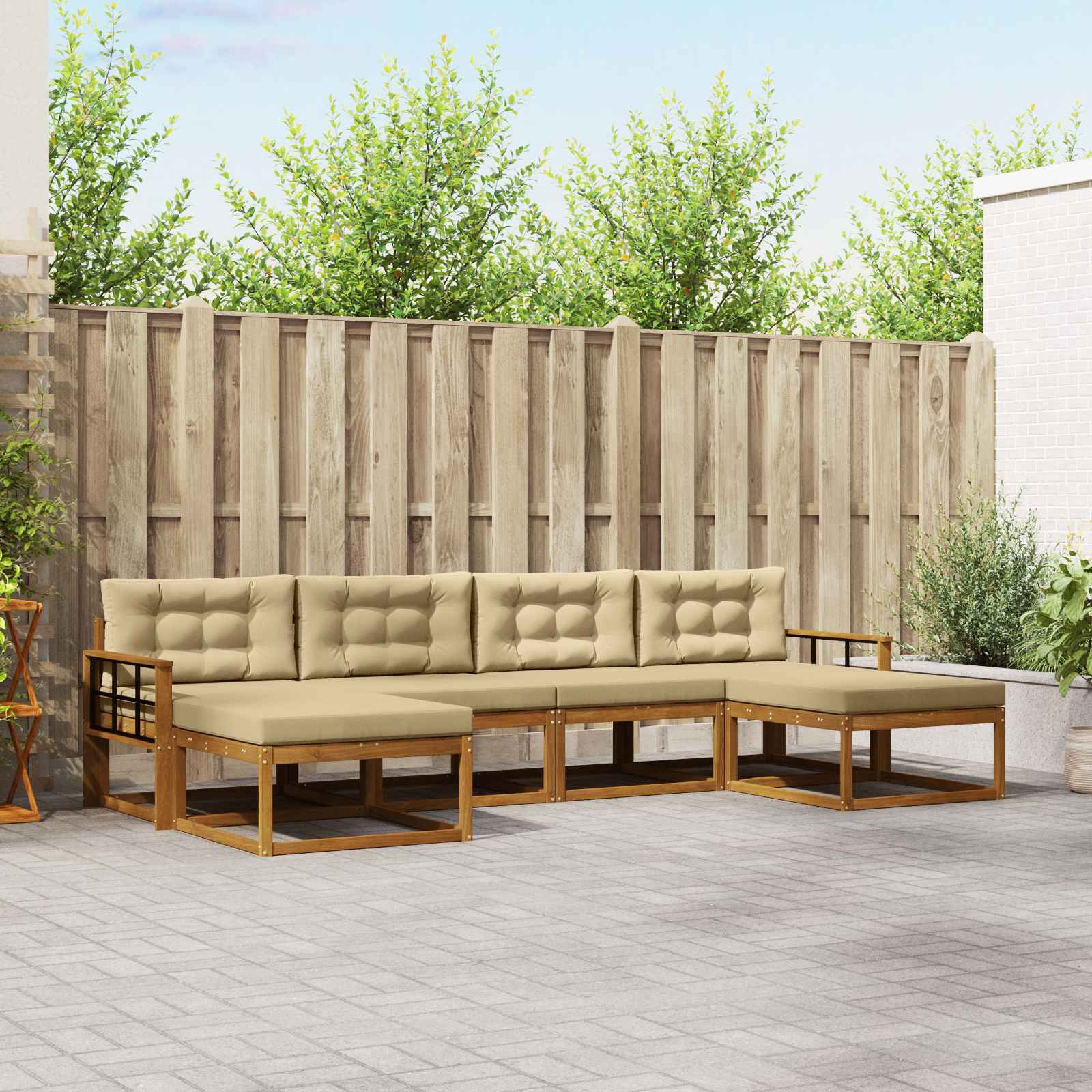 vidaXL Buiten bankenset 6 pcs Naturel Massief Acaciahout