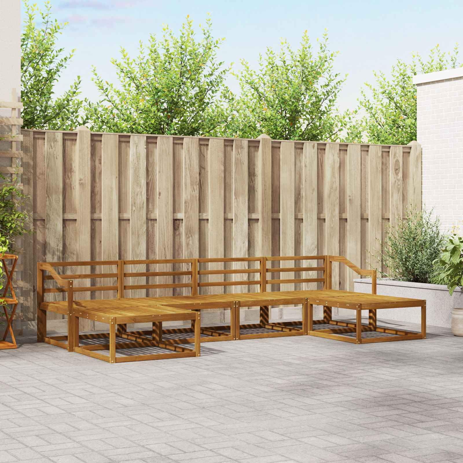 vidaXL Buiten bankenset 6 pcs Naturel Massief Acaciahout