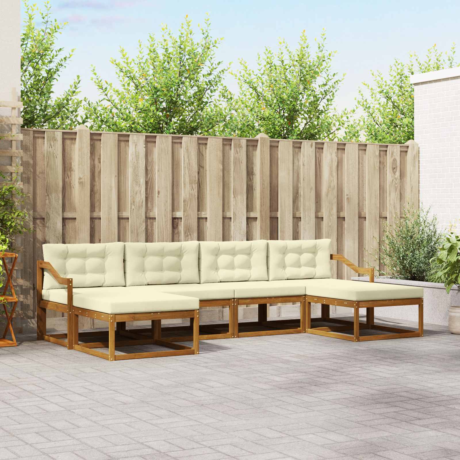 vidaXL Buiten bankenset 6 pcs Naturel Massief Acaciahout