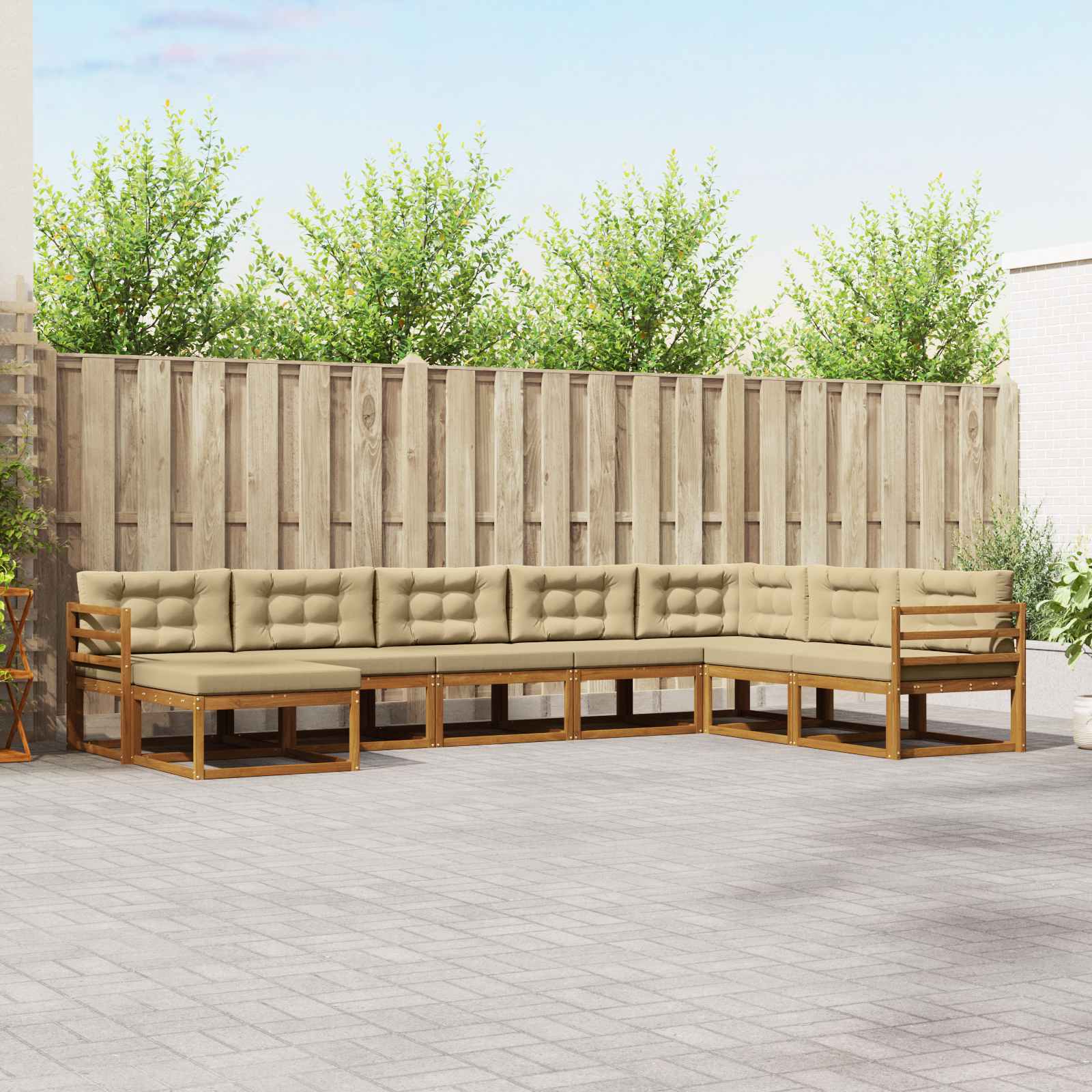 vidaXL Buiten bankenset 8 pcs Naturel Massief Acaciahout