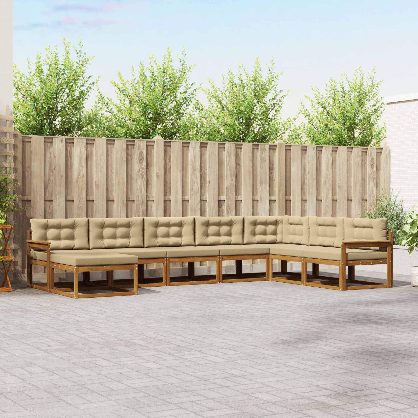 vidaXL Buiten bankenset 8 pcs Naturel Massief Acaciahout