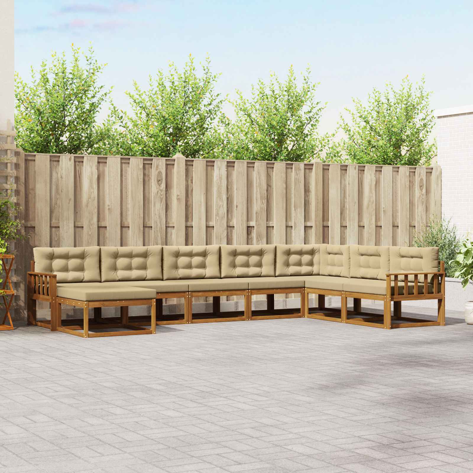 vidaXL Buiten bankenset 8 pcs Naturel Massief Acaciahout