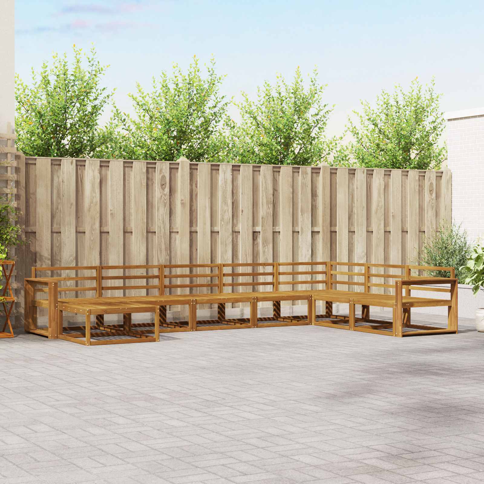 vidaXL Buiten bankenset 8 pcs Naturel Massief Acaciahout